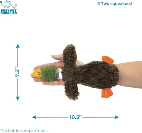 Best Pet Supplies 2-in-1 Stuffless Squeaky Dog Toys with Soft, Durable Fabric for Small, Medium, and Large Pets, No Stuffing for Indoor Play, Supports Active Biting and Play - 1Wild Duck, Small