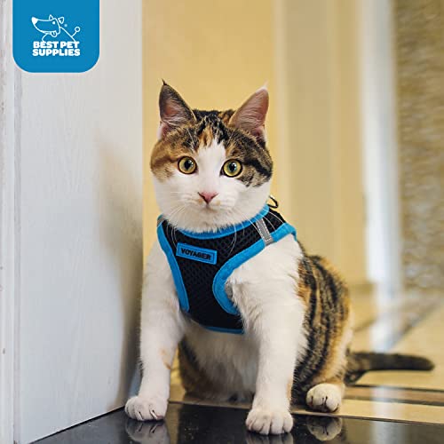 Voyager Step-In Air Dog Harness - All Weather Mesh, Reflective, No Pull Harness for Small, Medium Dogs, Cats - Secure with Hook & Loop Fastener, Buckle, Double D-Rings - Black/Black Trim, S