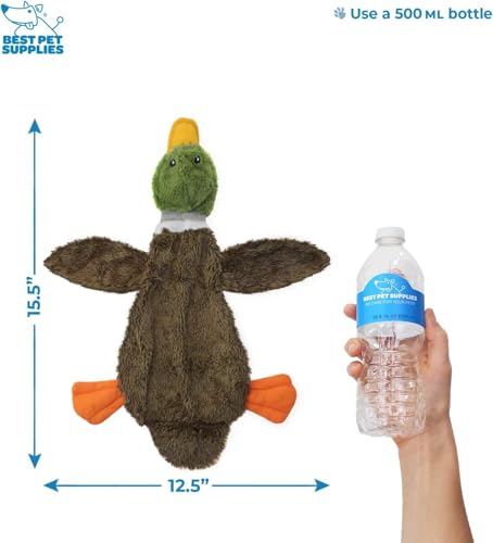 Best Pet Supplies 2-in-1 Stuffless Squeaky Dog Toys with Soft, Durable Fabric for Small, Medium, and Large Pets, No Stuffing for Indoor Play, Supports Active Biting and Play - 1Wild Duck, Small