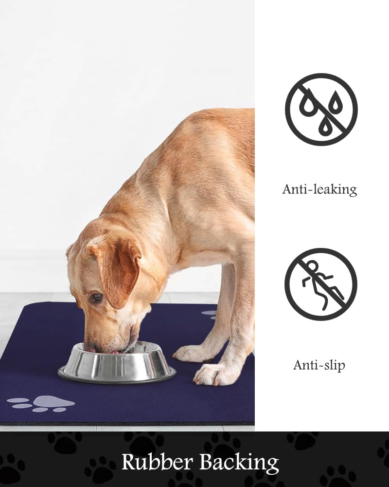 Pet Feeding Mat-Absorbent Dog Mat for Food and Water Bowl-No Stains Quick Dry Dog Water Dispenser Mat-Dog Accessories Pet Supplies-Dog Water Bowl for Messy Drinkers
