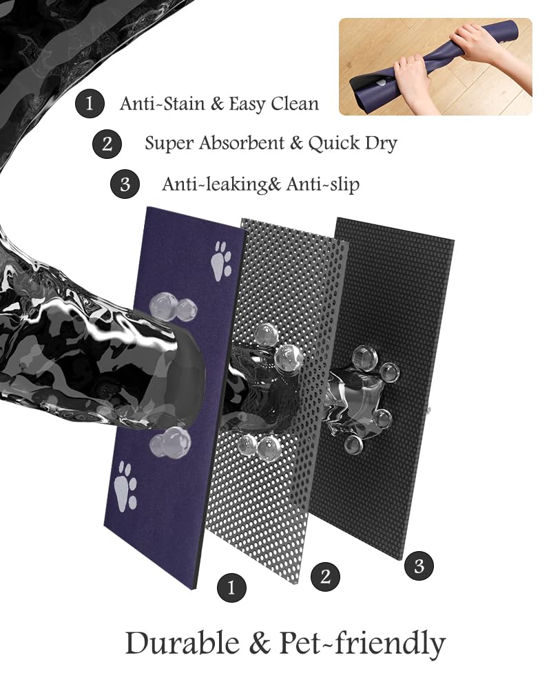 Pet Feeding Mat-Absorbent Dog Mat for Food and Water Bowl-No Stains Quick Dry Dog Water Dispenser Mat-Dog Accessories Pet Supplies-Dog Water Bowl for Messy Drinkers