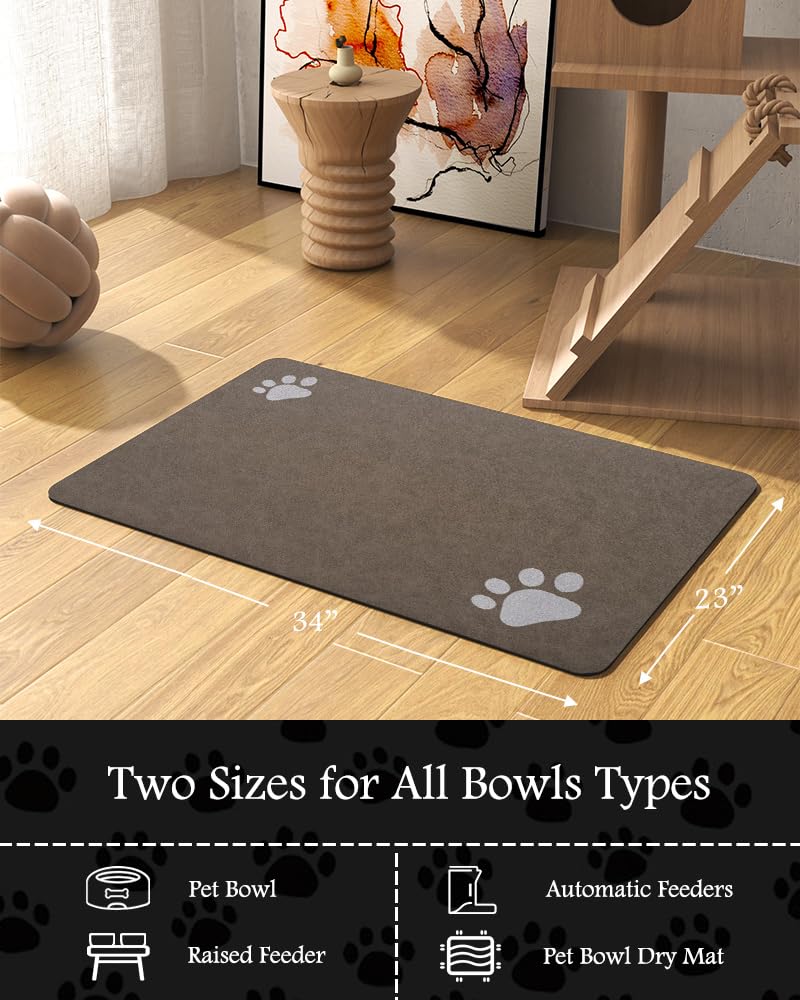 Pet Feeding Mat-Absorbent Dog Mat for Food and Water Bowl-No Stains Quick Dry Dog Water Dispenser Mat-Dog Accessories Pet Supplies-Dog Water Bowl for Messy Drinkers