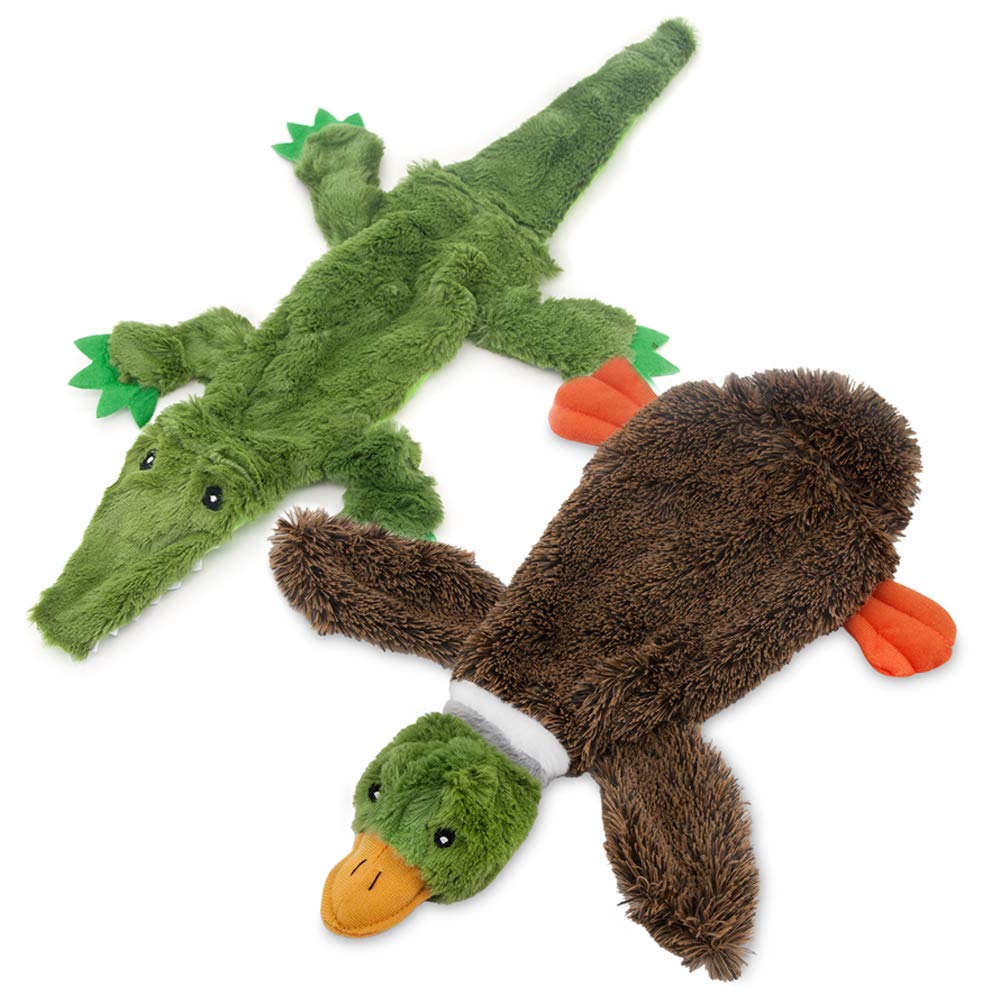 Best Pet Supplies 2-in-1 Stuffless Squeaky Dog Toys with Soft, Durable Fabric for Small, Medium, and Large Pets, No Stuffing for Indoor Play, Supports Active Biting and Play - 1Wild Duck, Small