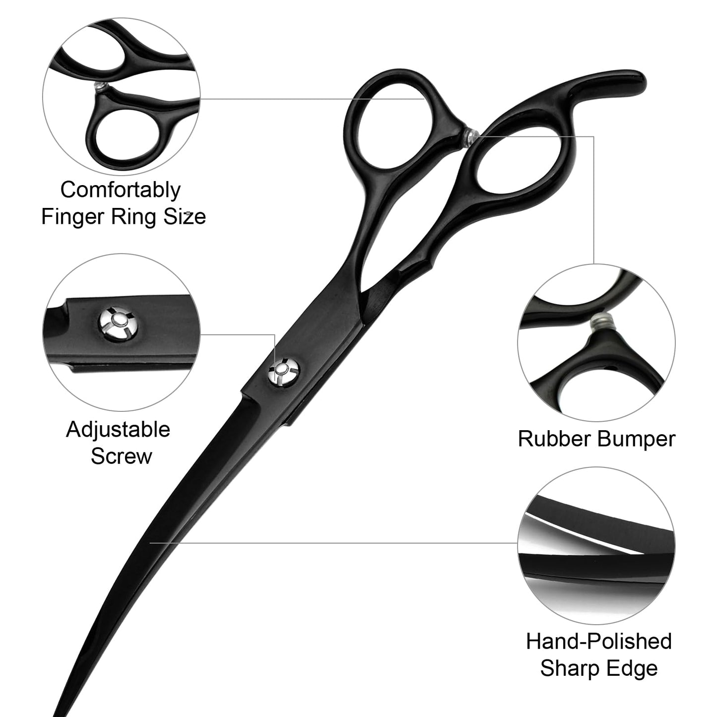 Dog Grooming Scissors with Safety Round Tips Stainless Steel Professional Dog Grooming Kit - Thinning, Curved Scissors and Comb for Dog Cat Pet (Pink 4 in 1)