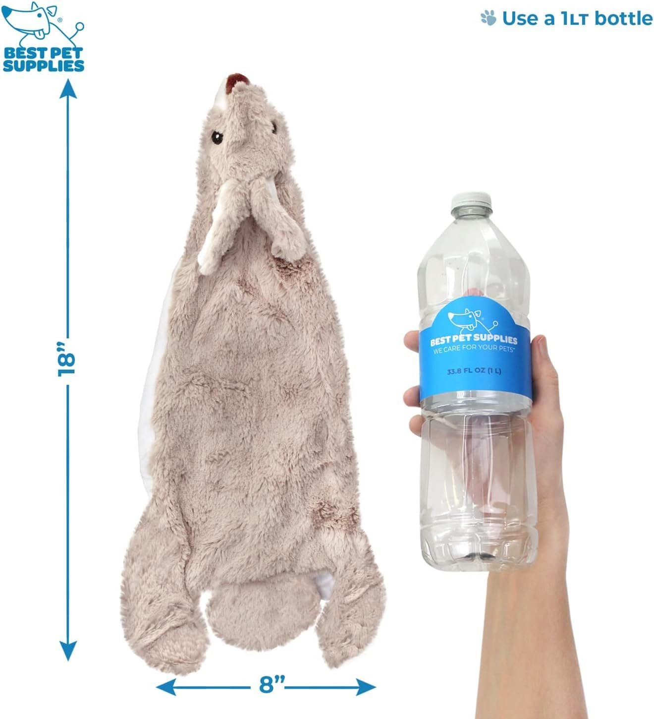Best Pet Supplies 2-in-1 Stuffless Squeaky Dog Toys with Soft, Durable Fabric for Small, Medium, and Large Pets, No Stuffing for Indoor Play, Supports Active Biting and Play - 1Wild Duck, Small