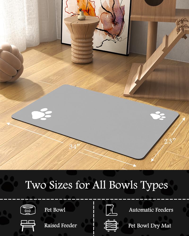Pet Feeding Mat-Absorbent Dog Mat for Food and Water Bowl-No Stains Quick Dry Dog Water Dispenser Mat-Dog Accessories Pet Supplies-Dog Water Bowl for Messy Drinkers