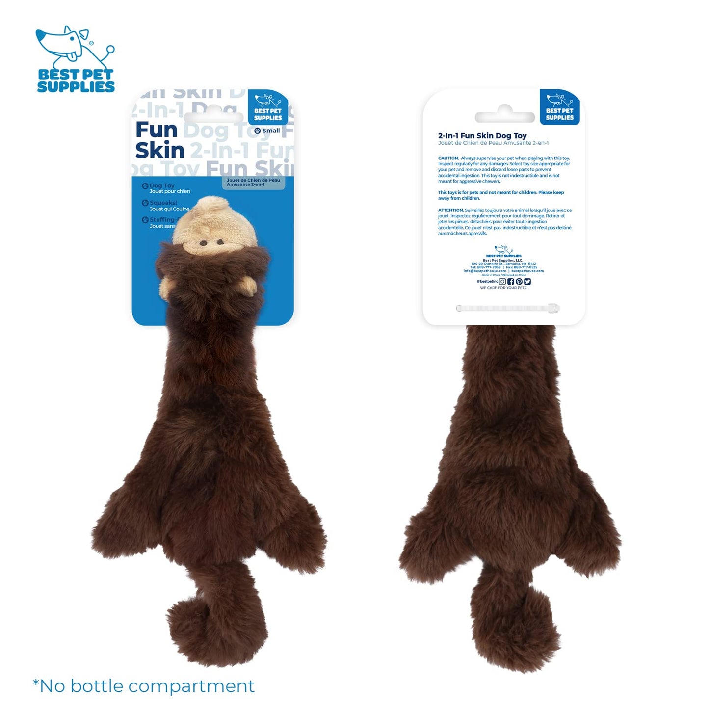 Best Pet Supplies 2-in-1 Stuffless Squeaky Dog Toys with Soft, Durable Fabric for Small, Medium, and Large Pets, No Stuffing for Indoor Play, Supports Active Biting and Play - 1Wild Duck, Small