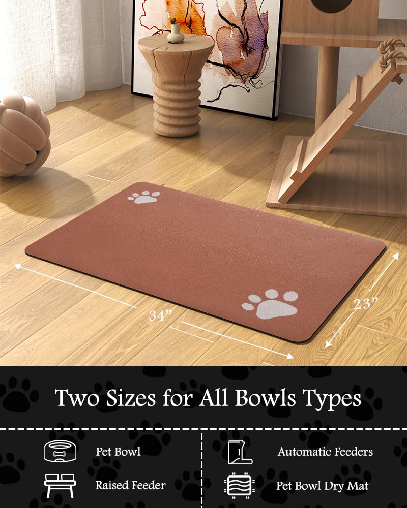 Pet Feeding Mat-Absorbent Dog Mat for Food and Water Bowl-No Stains Quick Dry Dog Water Dispenser Mat-Dog Accessories Pet Supplies-Dog Water Bowl for Messy Drinkers