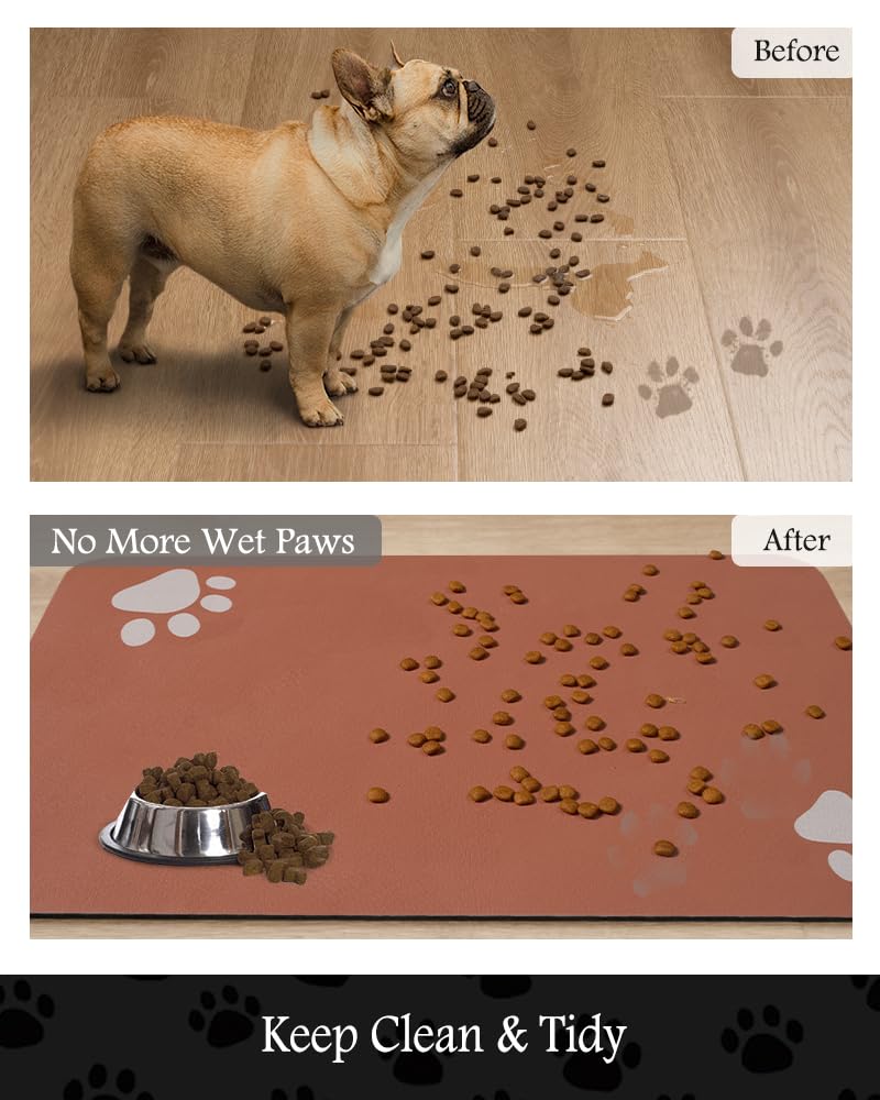 Pet Feeding Mat-Absorbent Dog Mat for Food and Water Bowl-No Stains Quick Dry Dog Water Dispenser Mat-Dog Accessories Pet Supplies-Dog Water Bowl for Messy Drinkers