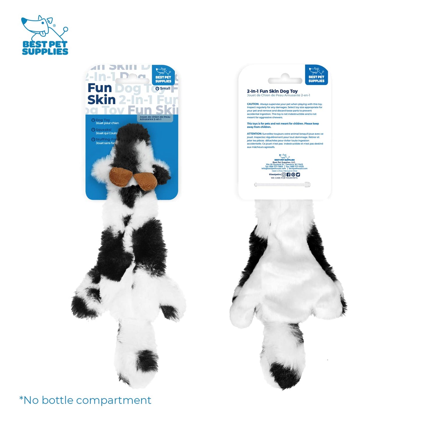 Best Pet Supplies 2-in-1 Stuffless Squeaky Dog Toys with Soft, Durable Fabric for Small, Medium, and Large Pets, No Stuffing for Indoor Play, Supports Active Biting and Play - 1Wild Duck, Small