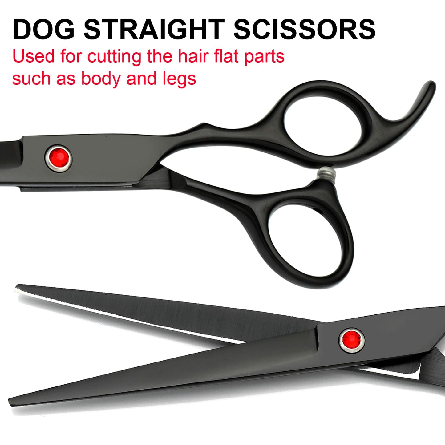 Dog Grooming Scissors with Safety Round Tips Stainless Steel Professional Dog Grooming Kit - Thinning, Curved Scissors and Comb for Dog Cat Pet (Pink 4 in 1)