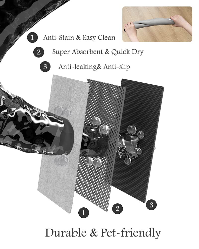 Pet Feeding Mat-Absorbent Dog Mat for Food and Water Bowl-No Stains Quick Dry Dog Water Dispenser Mat-Dog Accessories Pet Supplies-Dog Water Bowl for Messy Drinkers