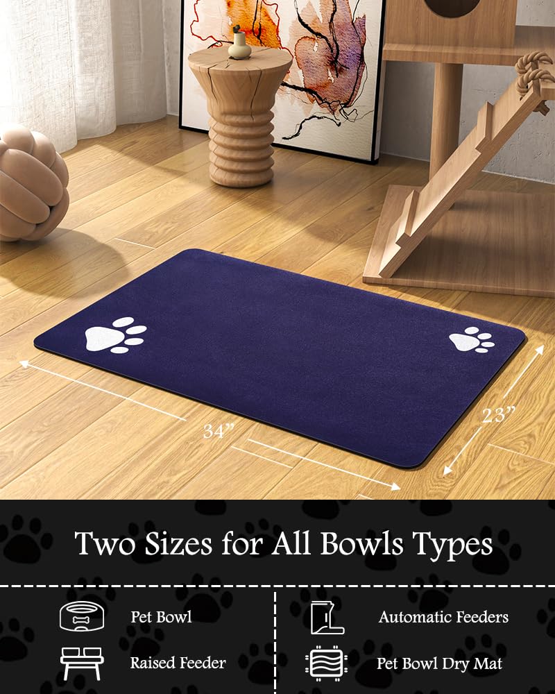 Pet Feeding Mat-Absorbent Dog Mat for Food and Water Bowl-No Stains Quick Dry Dog Water Dispenser Mat-Dog Accessories Pet Supplies-Dog Water Bowl for Messy Drinkers