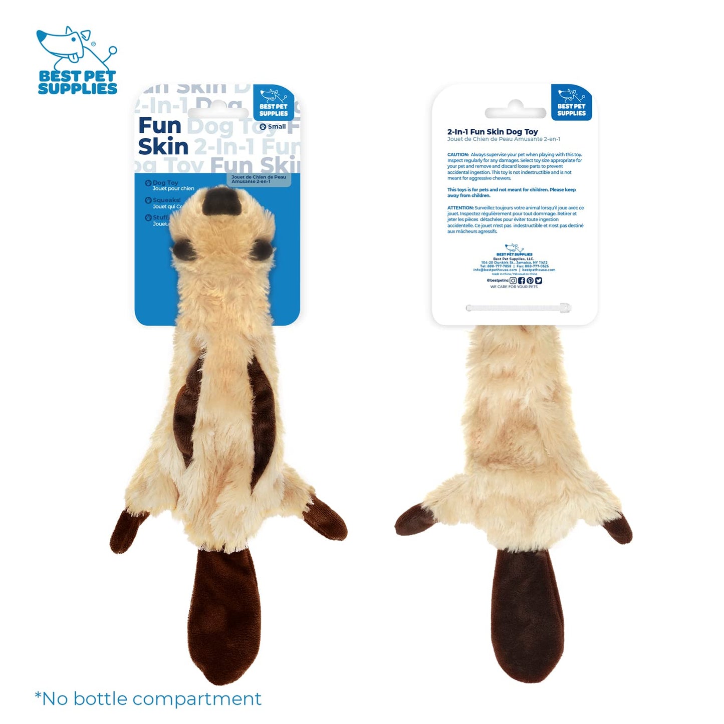 Best Pet Supplies 2-in-1 Stuffless Squeaky Dog Toys with Soft, Durable Fabric for Small, Medium, and Large Pets, No Stuffing for Indoor Play, Supports Active Biting and Play - 1Wild Duck, Small