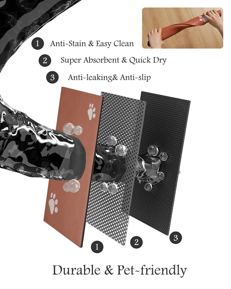 Pet Feeding Mat-Absorbent Dog Mat for Food and Water Bowl-No Stains Quick Dry Dog Water Dispenser Mat-Dog Accessories Pet Supplies-Dog Water Bowl for Messy Drinkers