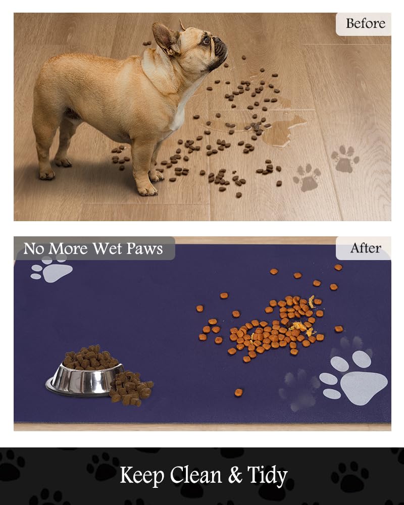 Pet Feeding Mat-Absorbent Dog Mat for Food and Water Bowl-No Stains Quick Dry Dog Water Dispenser Mat-Dog Accessories Pet Supplies-Dog Water Bowl for Messy Drinkers