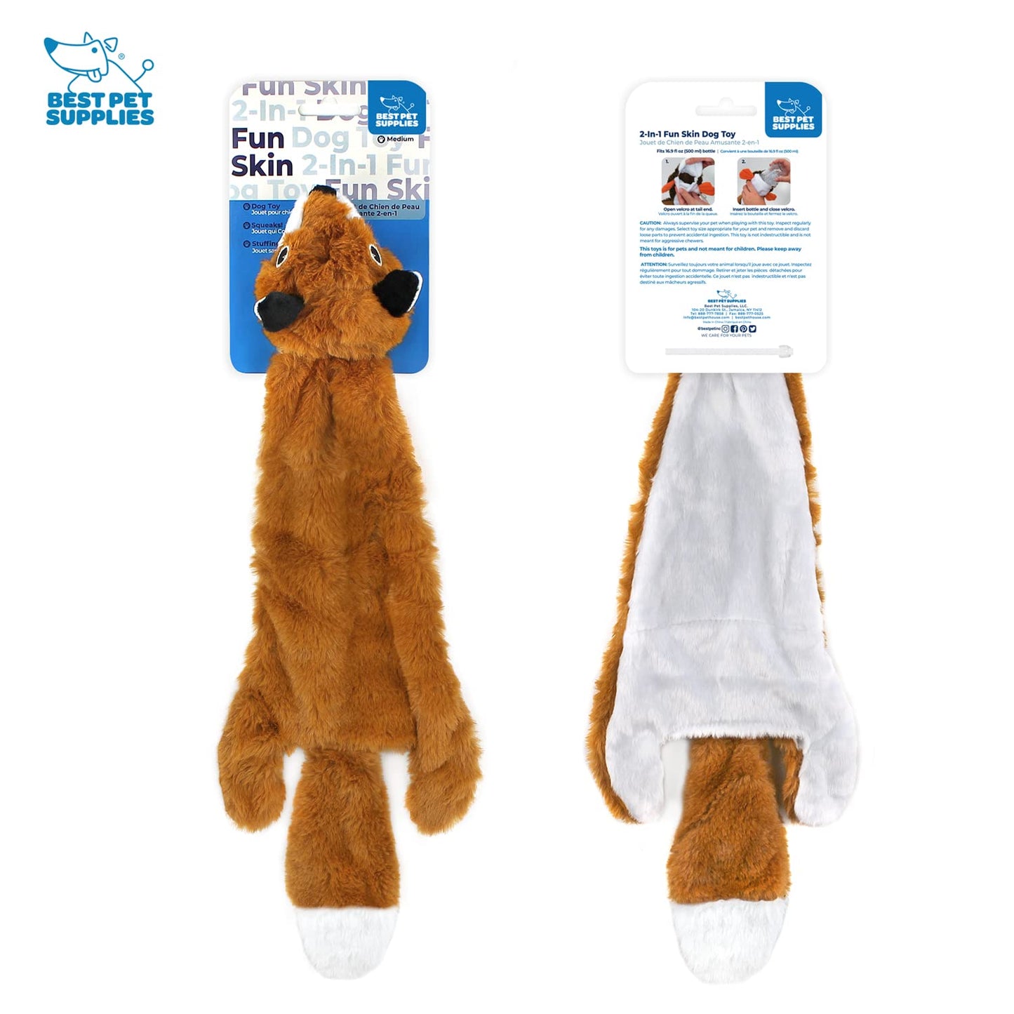 Best Pet Supplies 2-in-1 Stuffless Squeaky Dog Toys with Soft, Durable Fabric for Small, Medium, and Large Pets, No Stuffing for Indoor Play, Supports Active Biting and Play - 1Wild Duck, Small