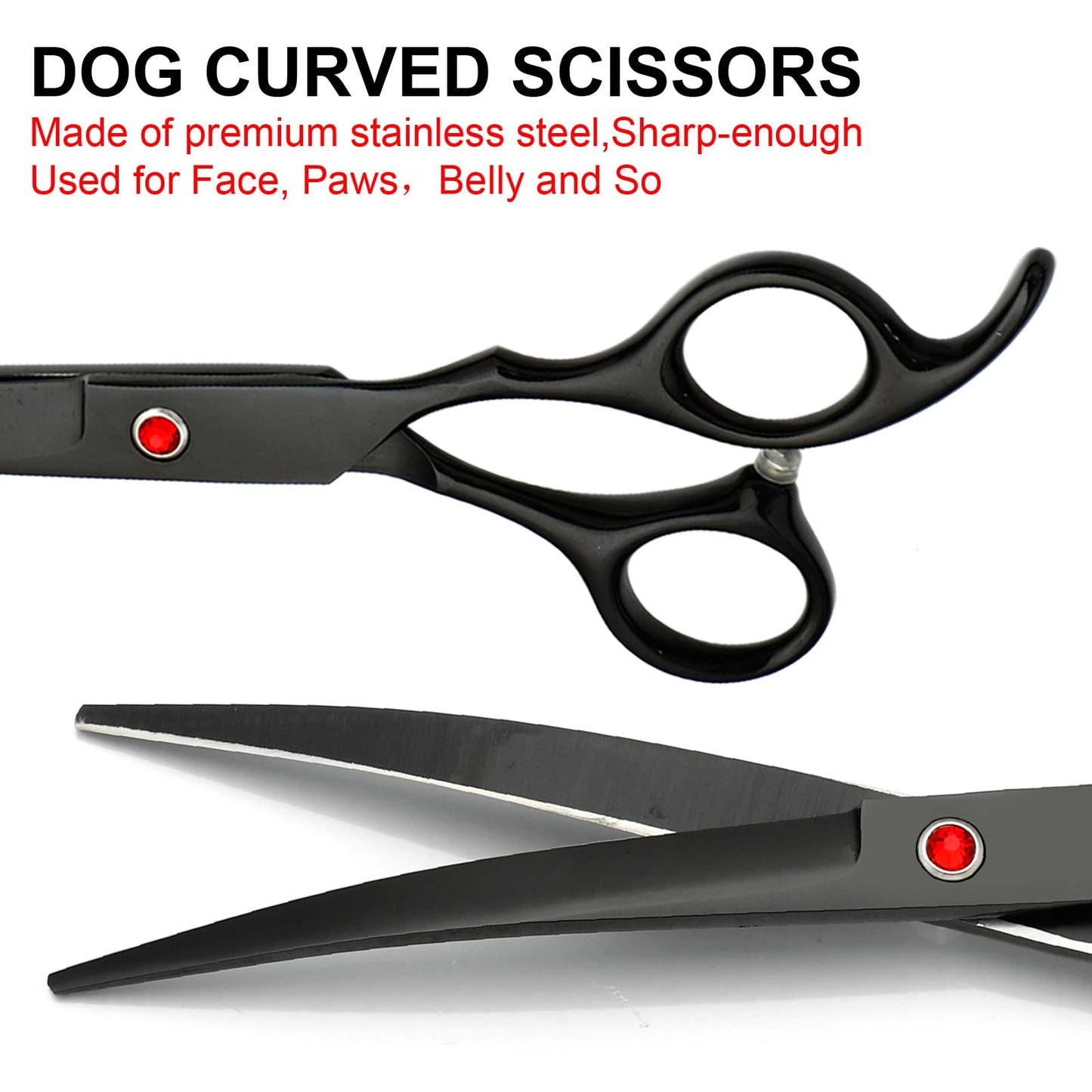 Dog Grooming Scissors with Safety Round Tips Stainless Steel Professional Dog Grooming Kit - Thinning, Curved Scissors and Comb for Dog Cat Pet (Pink 4 in 1)