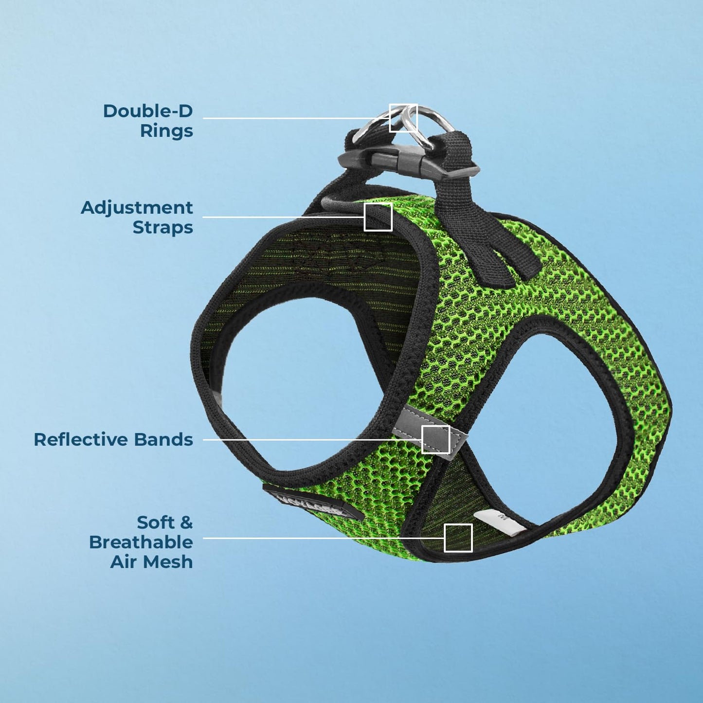 Voyager Step-In Air Dog Harness - All Weather Mesh, Reflective, No Pull Harness for Small, Medium Dogs, Cats - Secure with Hook & Loop Fastener, Buckle, Double D-Rings - Black/Black Trim, S