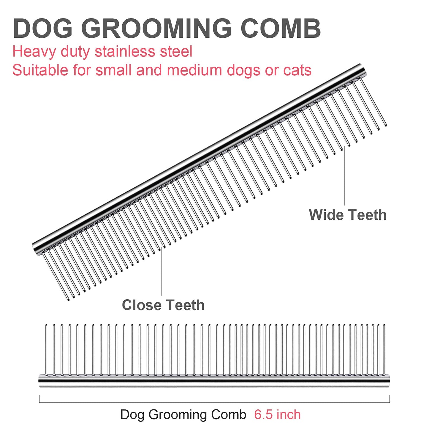 Dog Grooming Scissors with Safety Round Tips Stainless Steel Professional Dog Grooming Kit - Thinning, Curved Scissors and Comb for Dog Cat Pet (Pink 4 in 1)