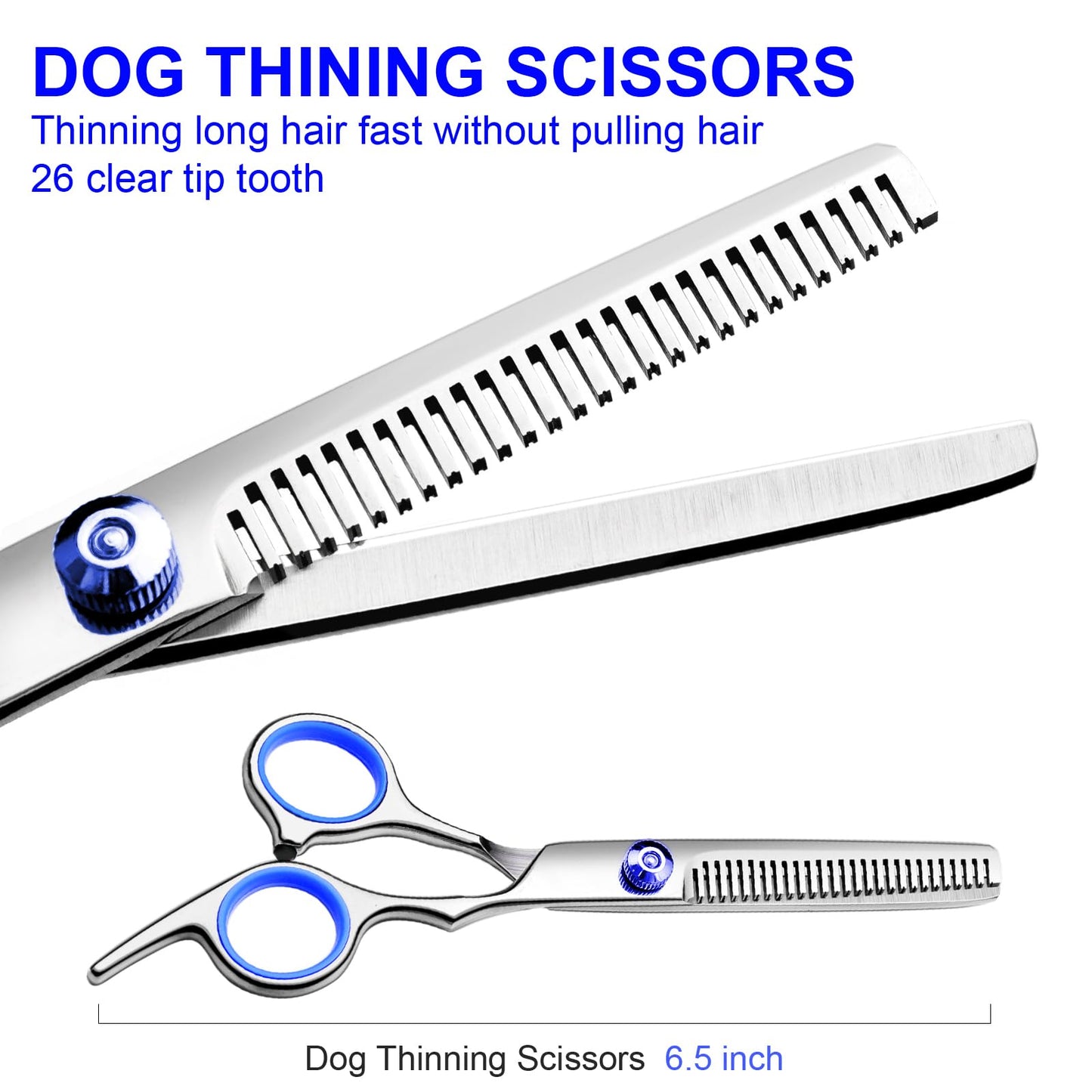 Dog Grooming Scissors with Safety Round Tips Stainless Steel Professional Dog Grooming Kit - Thinning, Curved Scissors and Comb for Dog Cat Pet (Pink 4 in 1)
