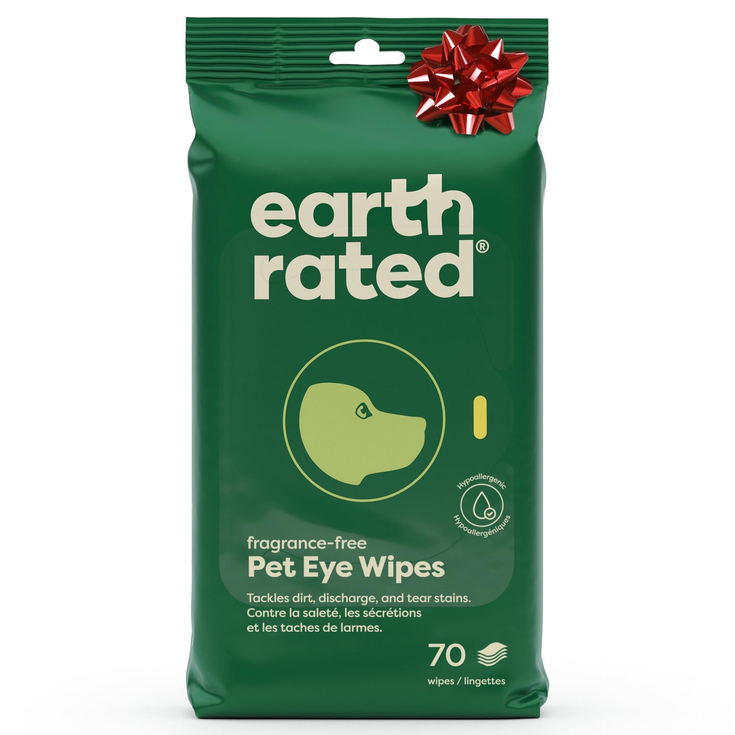 Earth Rated Pet Ear Wipes, Hypoallergenic Ear Wipes for Dogs & Cats to Remove Dirt and Wax Build up, Oatmeal Scent, 70 Count