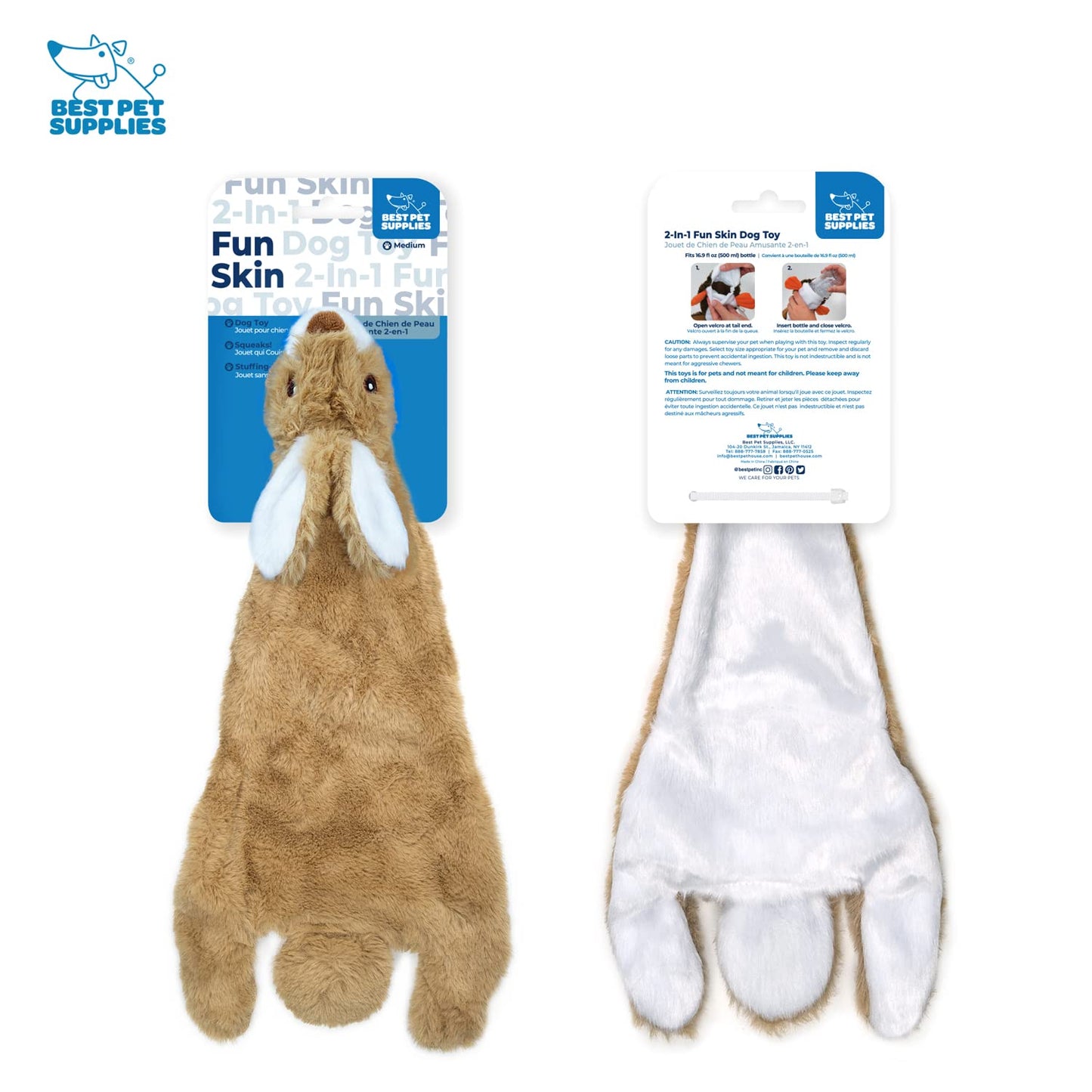 Best Pet Supplies 2-in-1 Stuffless Squeaky Dog Toys with Soft, Durable Fabric for Small, Medium, and Large Pets, No Stuffing for Indoor Play, Supports Active Biting and Play - 1Wild Duck, Small