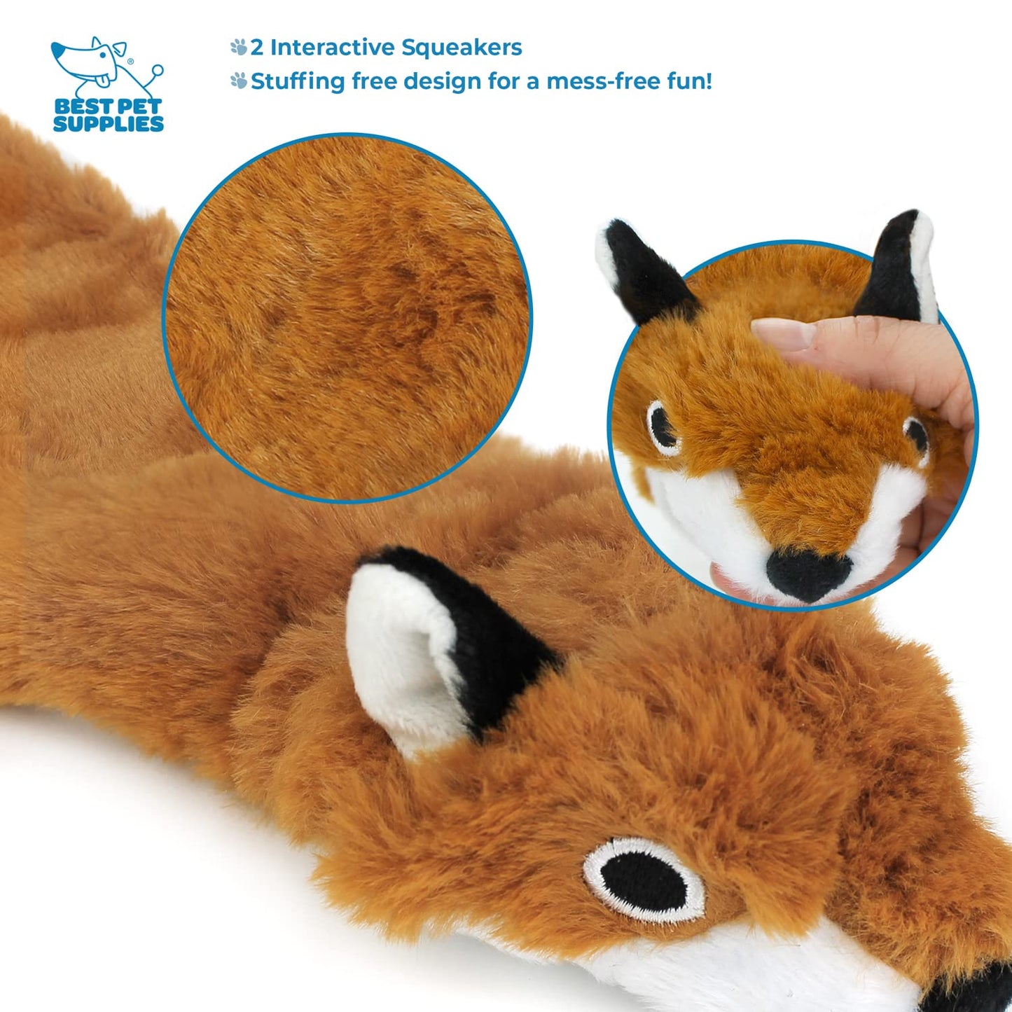 Best Pet Supplies 2-in-1 Stuffless Squeaky Dog Toys with Soft, Durable Fabric for Small, Medium, and Large Pets, No Stuffing for Indoor Play, Supports Active Biting and Play - 1Wild Duck, Small