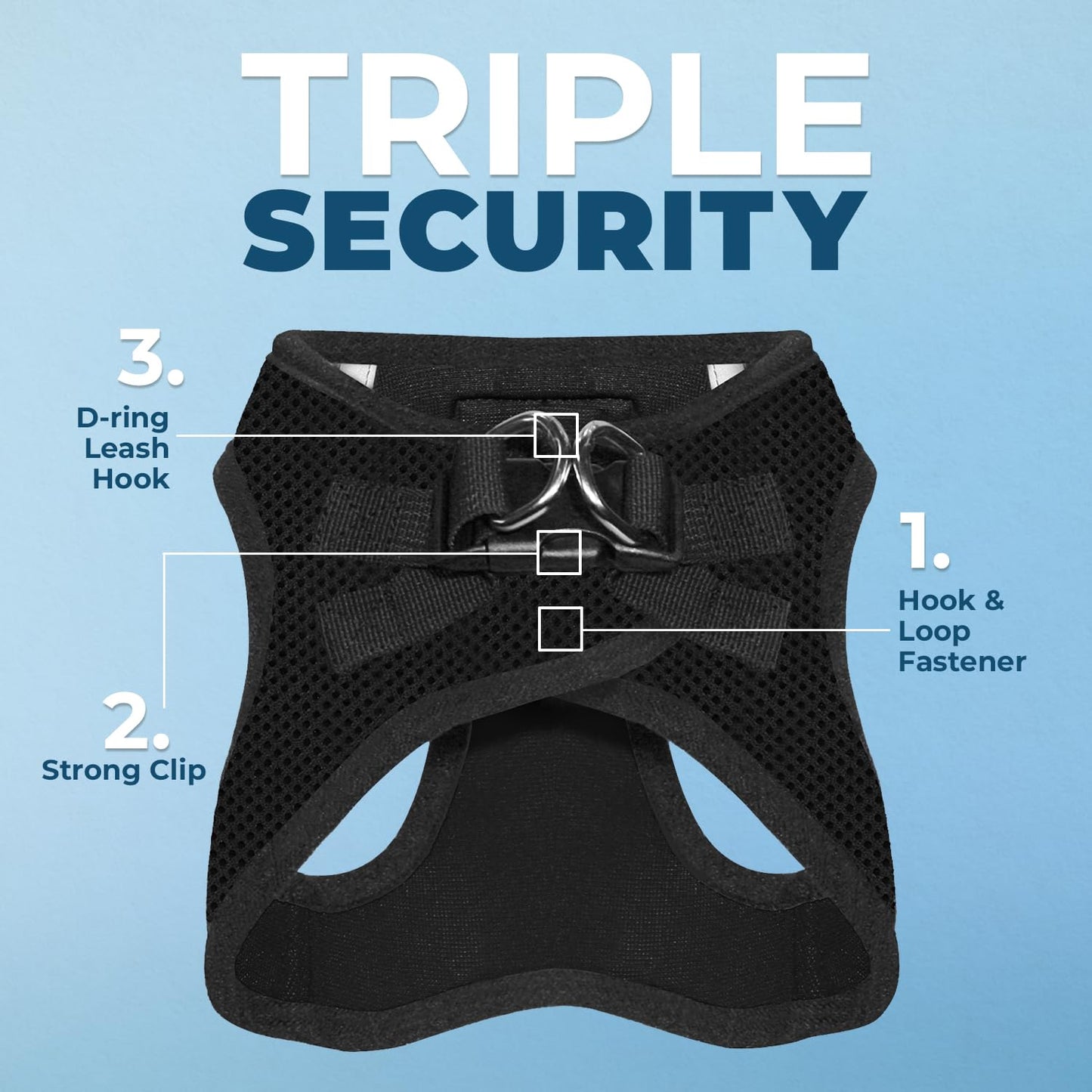 Voyager Step-In Air Dog Harness - All Weather Mesh, Reflective, No Pull Harness for Small, Medium Dogs, Cats - Secure with Hook & Loop Fastener, Buckle, Double D-Rings - Black/Black Trim, S