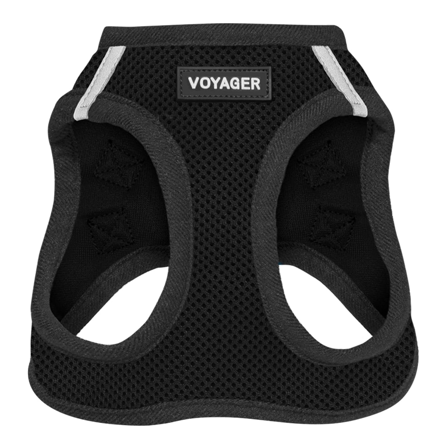 Voyager Step-In Air Dog Harness - All Weather Mesh, Reflective, No Pull Harness for Small, Medium Dogs, Cats - Secure with Hook & Loop Fastener, Buckle, Double D-Rings - Black/Black Trim, S