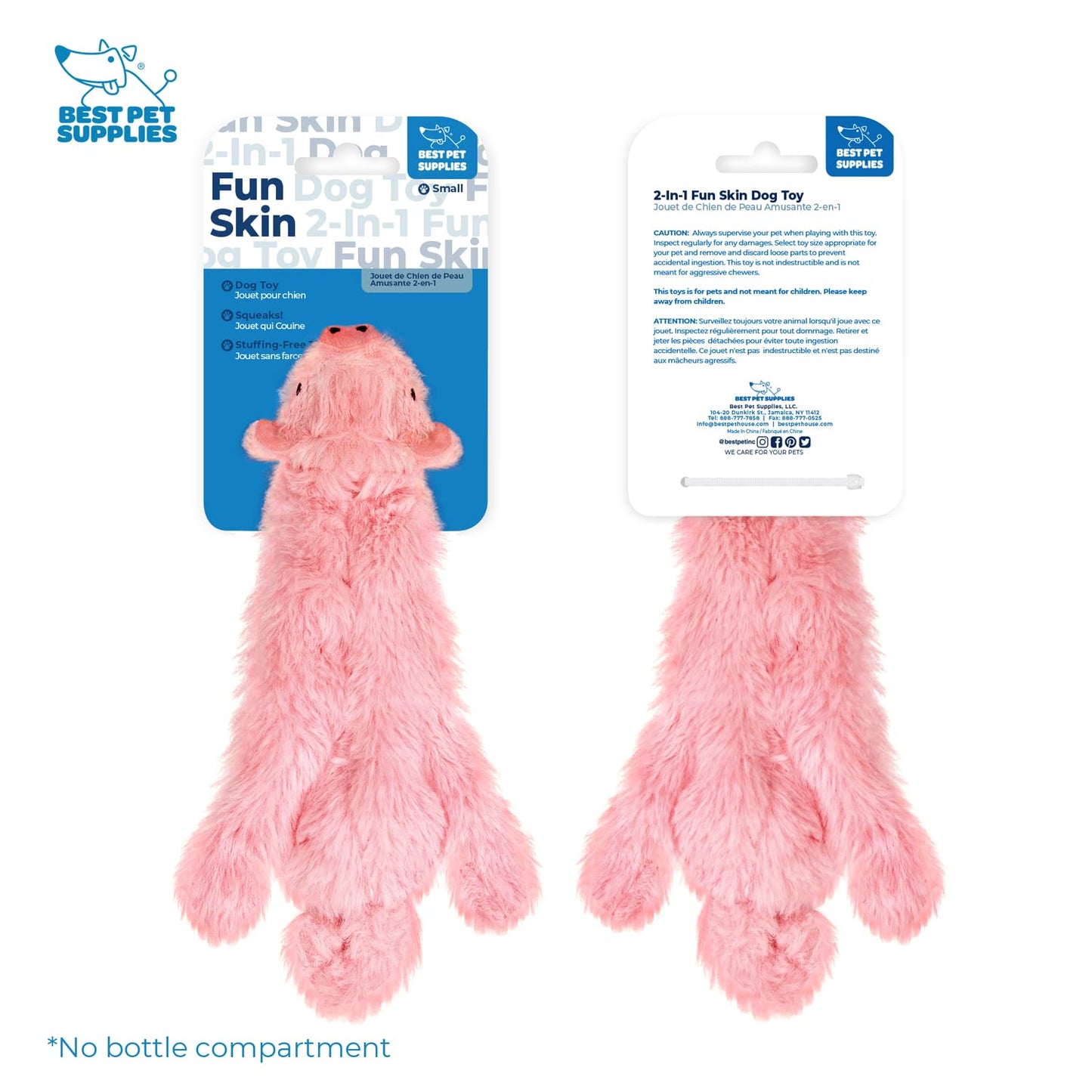 Best Pet Supplies 2-in-1 Stuffless Squeaky Dog Toys with Soft, Durable Fabric for Small, Medium, and Large Pets, No Stuffing for Indoor Play, Supports Active Biting and Play - 1Wild Duck, Small