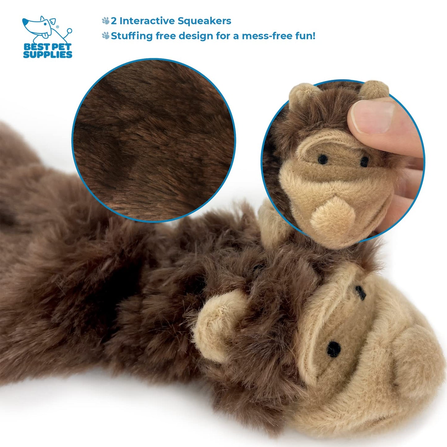 Best Pet Supplies 2-in-1 Stuffless Squeaky Dog Toys with Soft, Durable Fabric for Small, Medium, and Large Pets, No Stuffing for Indoor Play, Supports Active Biting and Play - 1Wild Duck, Small