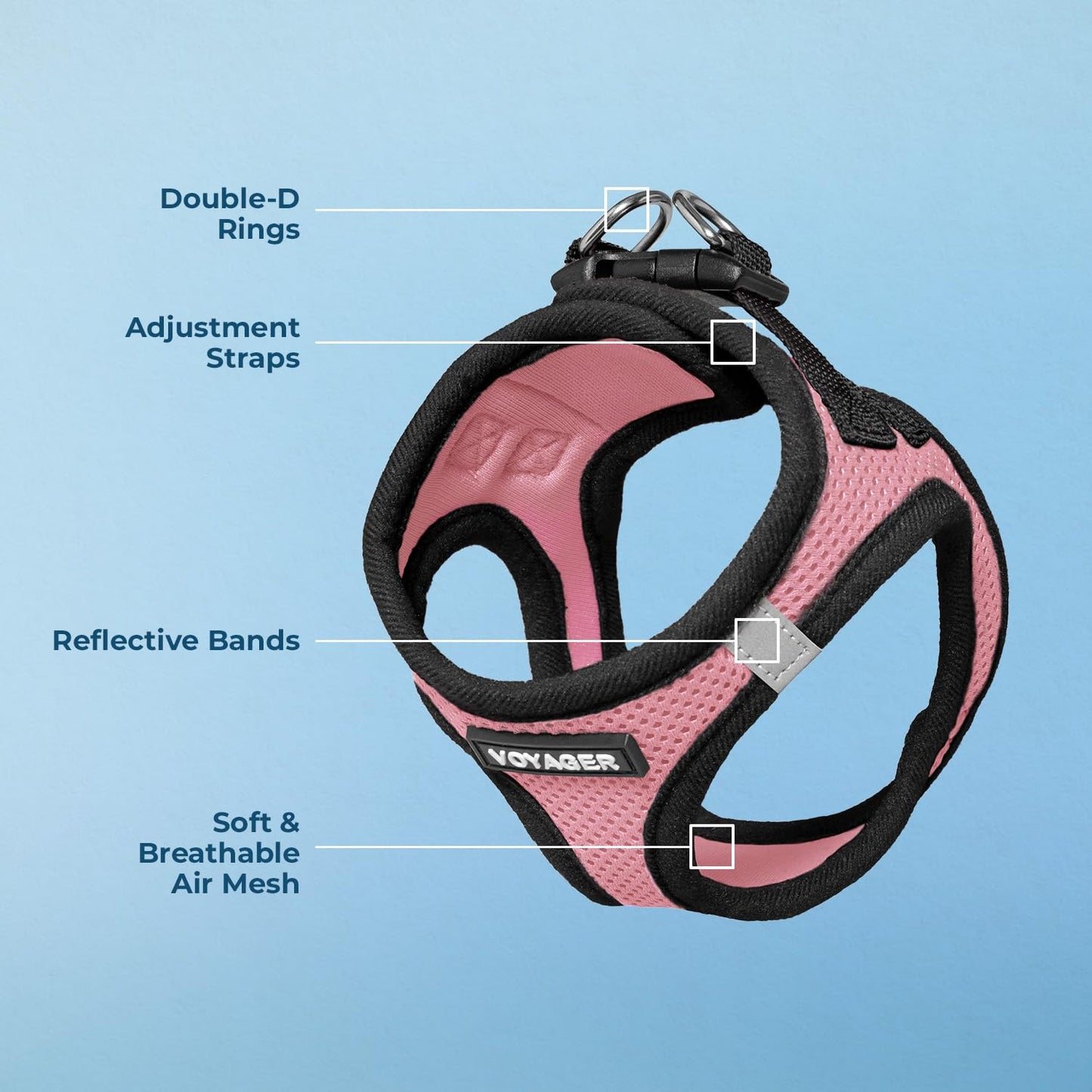 Best Pet Supplies Voyager Step-in Air Dog Harness - All Weather Mesh Step in Vest Harness for Small and Medium Dogs by - Harness (Fuchsia), Medium