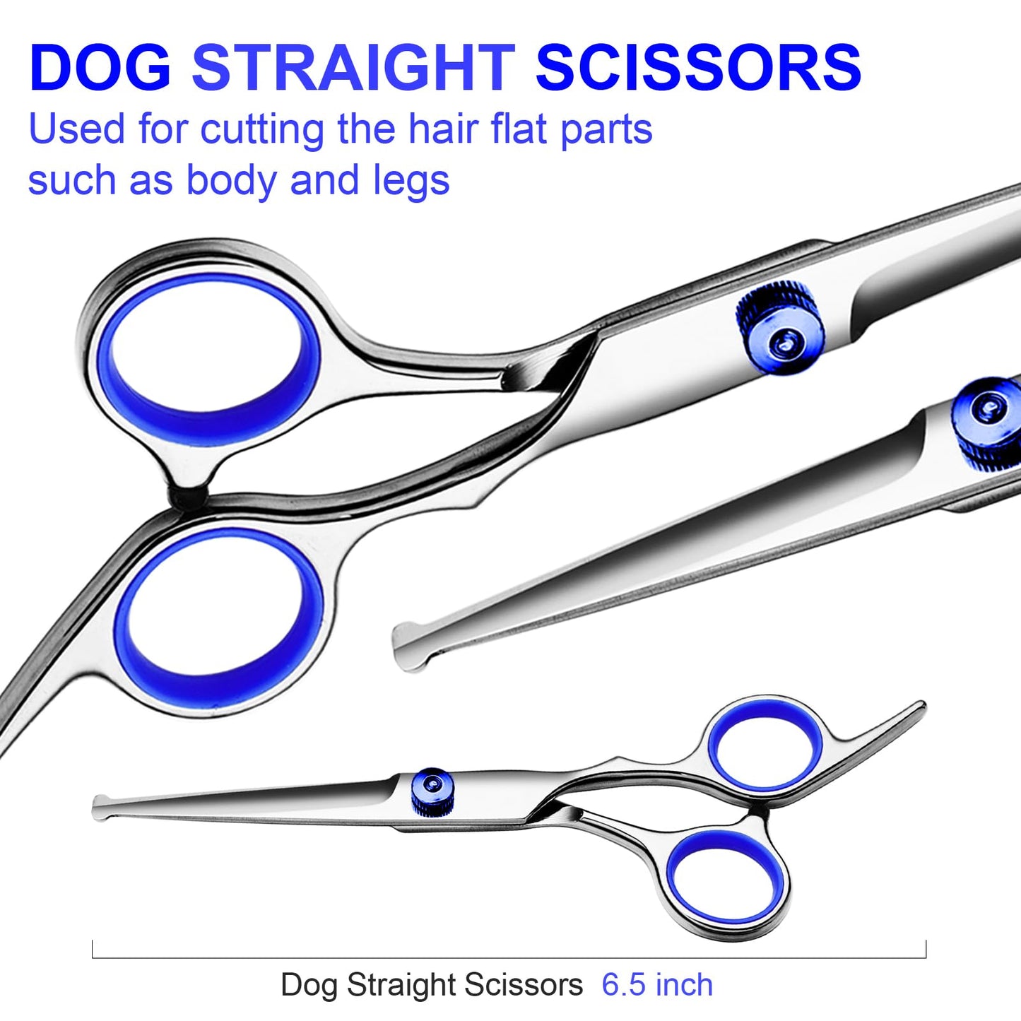 Dog Grooming Scissors with Safety Round Tips Stainless Steel Professional Dog Grooming Kit - Thinning, Curved Scissors and Comb for Dog Cat Pet (Pink 4 in 1)