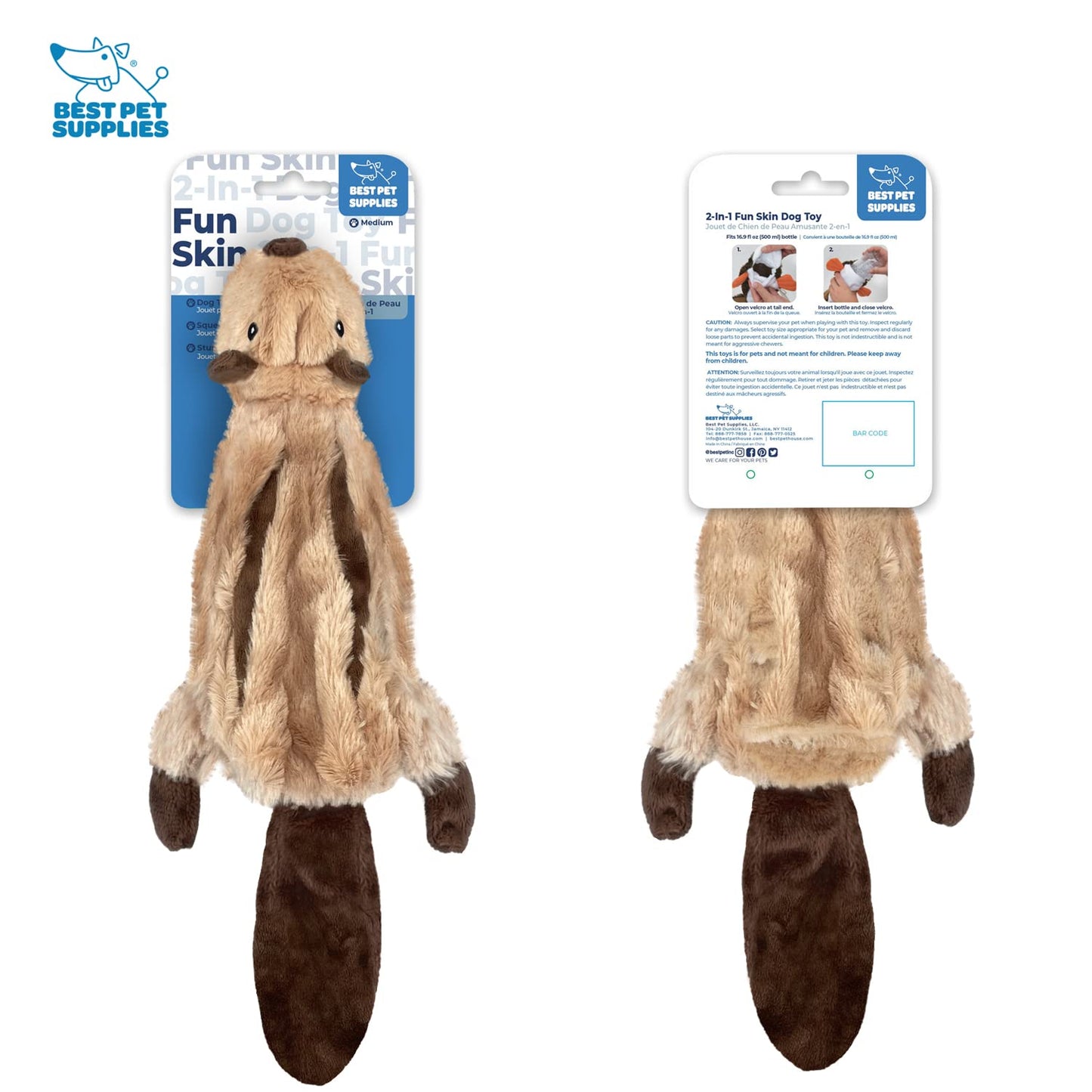 Best Pet Supplies 2-in-1 Stuffless Squeaky Dog Toys with Soft, Durable Fabric for Small, Medium, and Large Pets, No Stuffing for Indoor Play, Supports Active Biting and Play - 1Wild Duck, Small