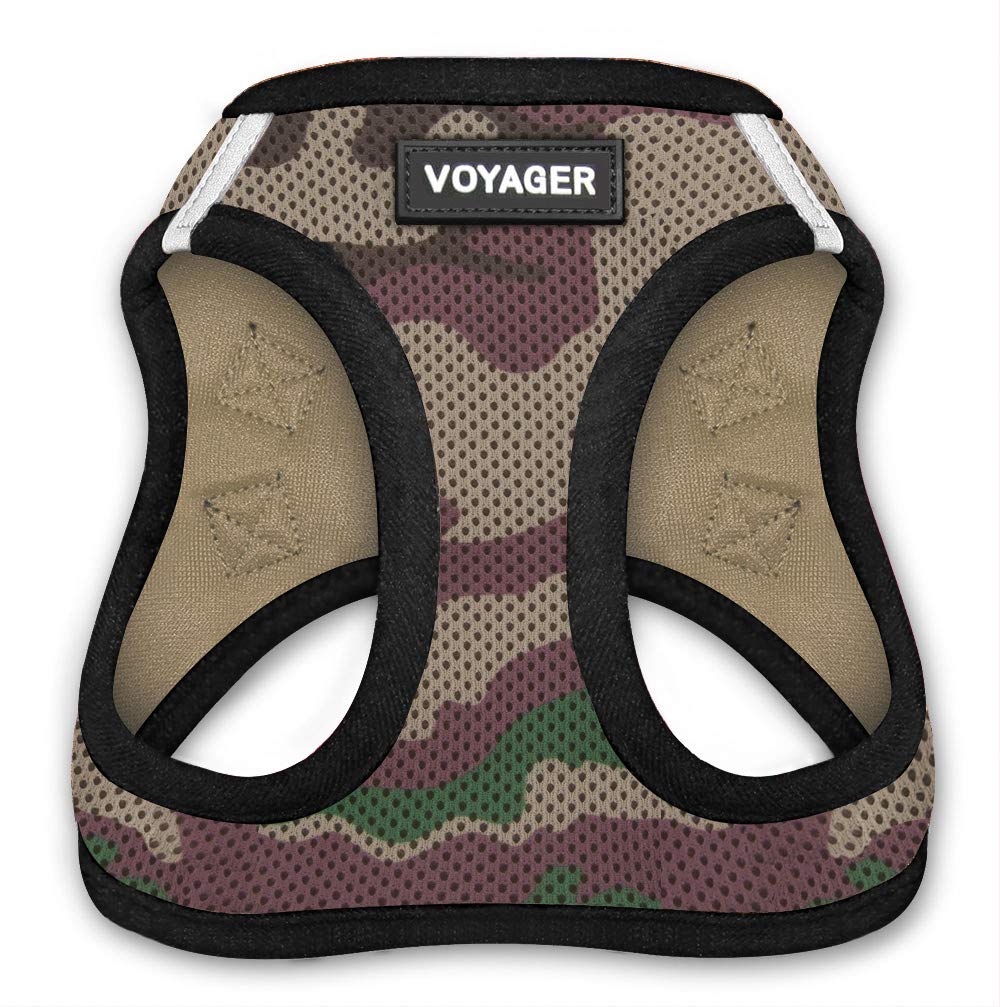 Voyager Step-In Air Dog Harness - All Weather Mesh, Reflective, No Pull Harness for Small, Medium Dogs, Cats - Secure with Hook & Loop Fastener, Buckle, Double D-Rings - Black/Black Trim, S