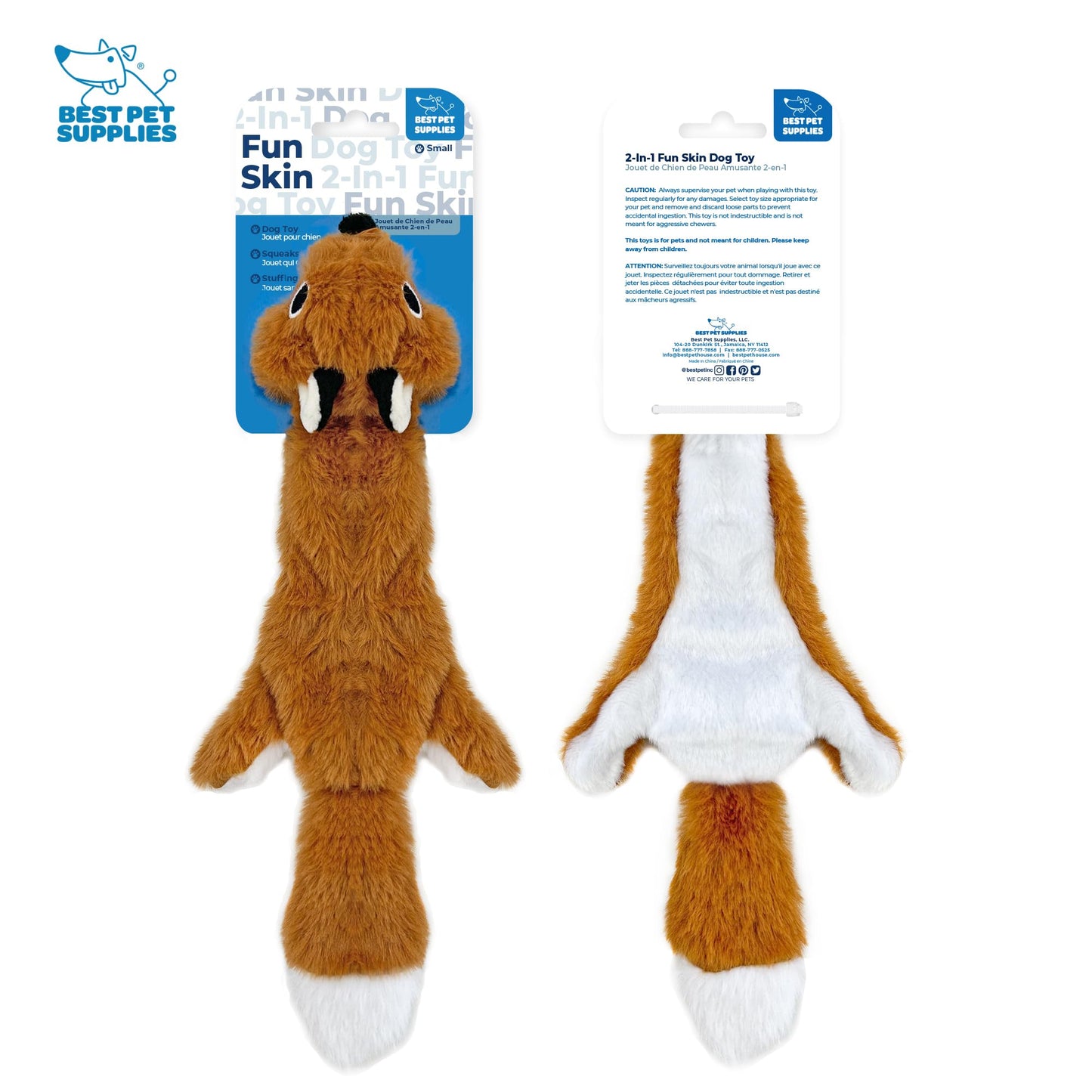 Best Pet Supplies 2-in-1 Stuffless Squeaky Dog Toys with Soft, Durable Fabric for Small, Medium, and Large Pets, No Stuffing for Indoor Play, Supports Active Biting and Play - 1Wild Duck, Small