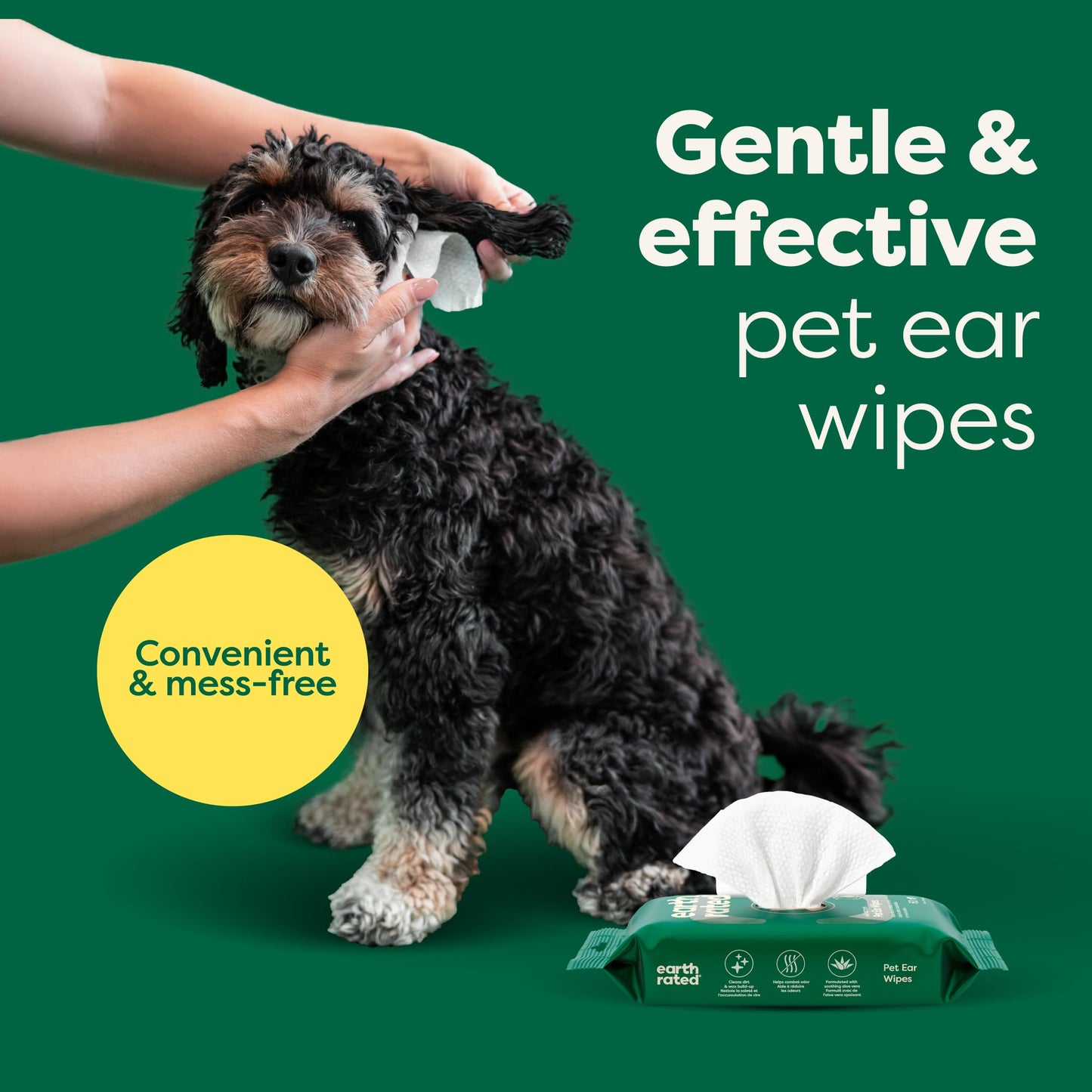 Earth Rated Hypoallergenic Dog Wipes, Cleaning and Odor-Controlling Grooming Wipes for Paws, Body, and Butt, Perfect for Puppy and Adult Dogs, Lavender Scented, 100 Count