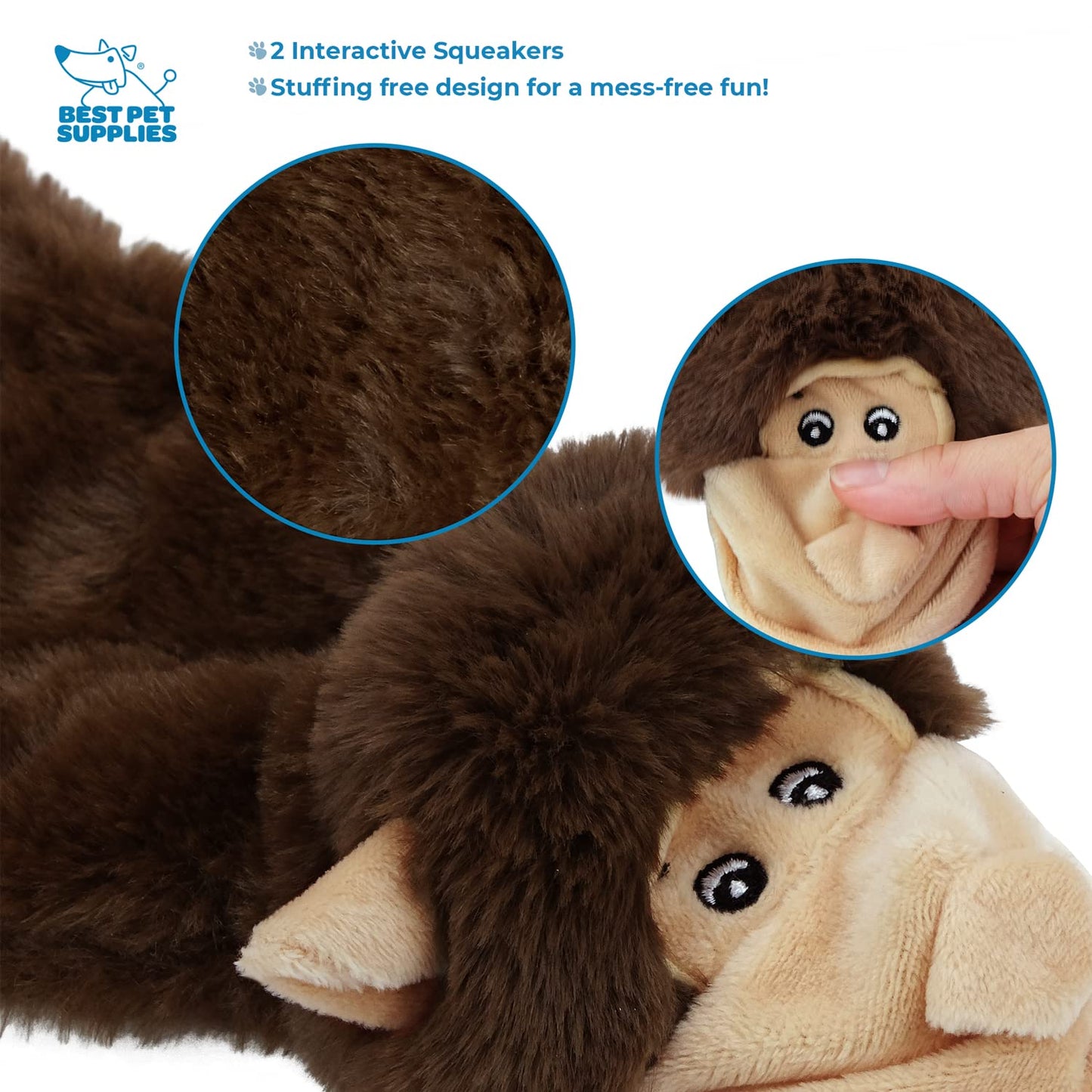 Best Pet Supplies 2-in-1 Stuffless Squeaky Dog Toys with Soft, Durable Fabric for Small, Medium, and Large Pets, No Stuffing for Indoor Play, Supports Active Biting and Play - 1Wild Duck, Small