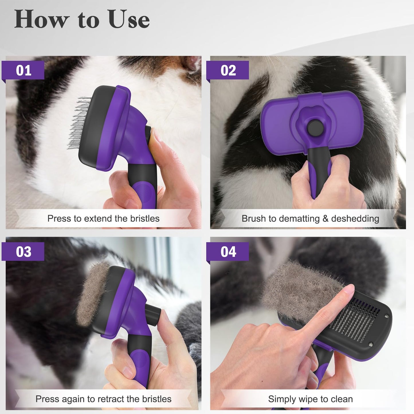 Swihauk Self Cleaning Slicker Brush for Dogs & Cats, Skin Friendly Grooming Cat Brush, Dog Brush for Shedding, Deshedding Brush, Hair Brush Puppy Brush for Haired Dogs, Pet Supplies Accessories, Blue