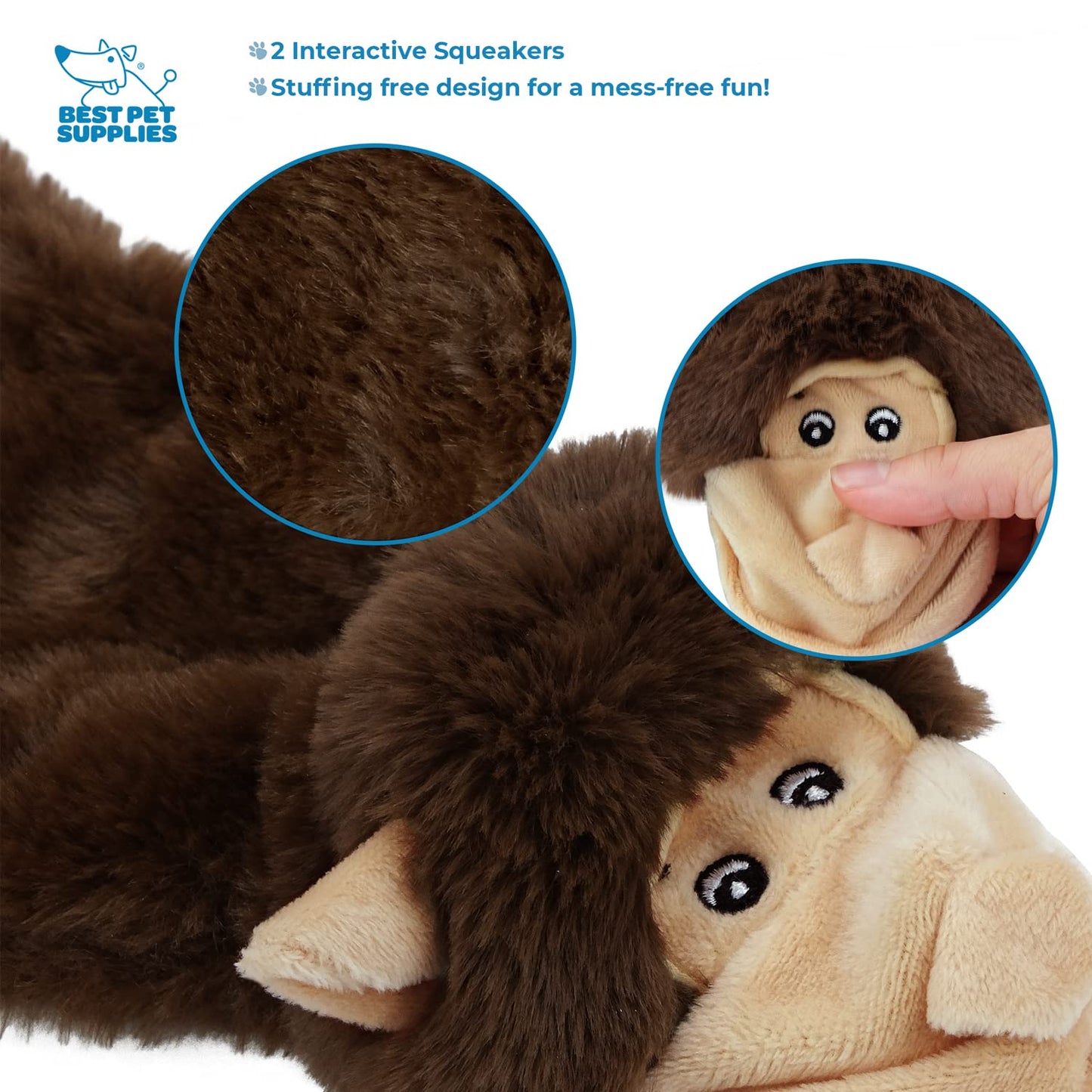 Best Pet Supplies 2-in-1 Stuffless Squeaky Dog Toys with Soft, Durable Fabric for Small, Medium, and Large Pets, No Stuffing for Indoor Play, Supports Active Biting and Play - 1Wild Duck, Small