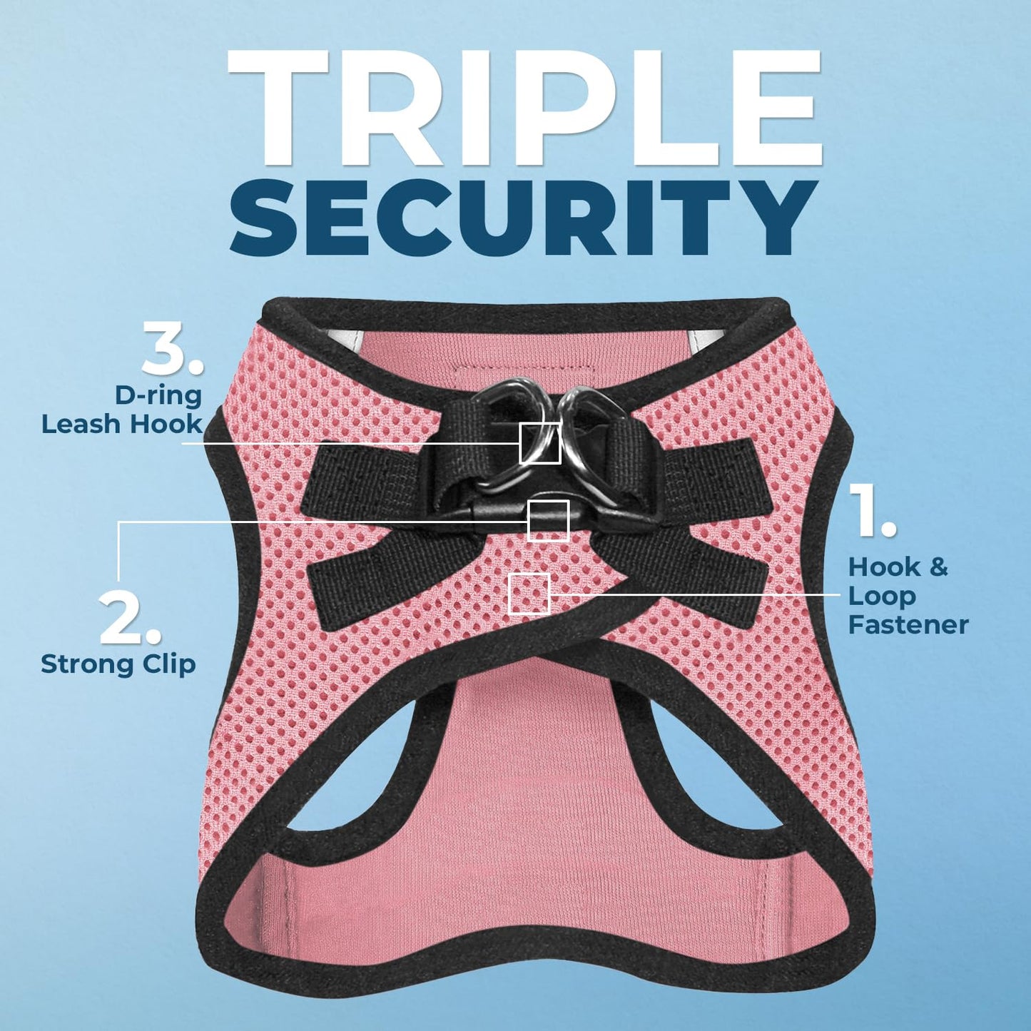 Voyager Step-In Air Dog Harness - All Weather Mesh, Reflective, No Pull Harness for Small, Medium Dogs, Cats - Secure with Hook & Loop Fastener, Buckle, Double D-Rings - Black/Black Trim, S