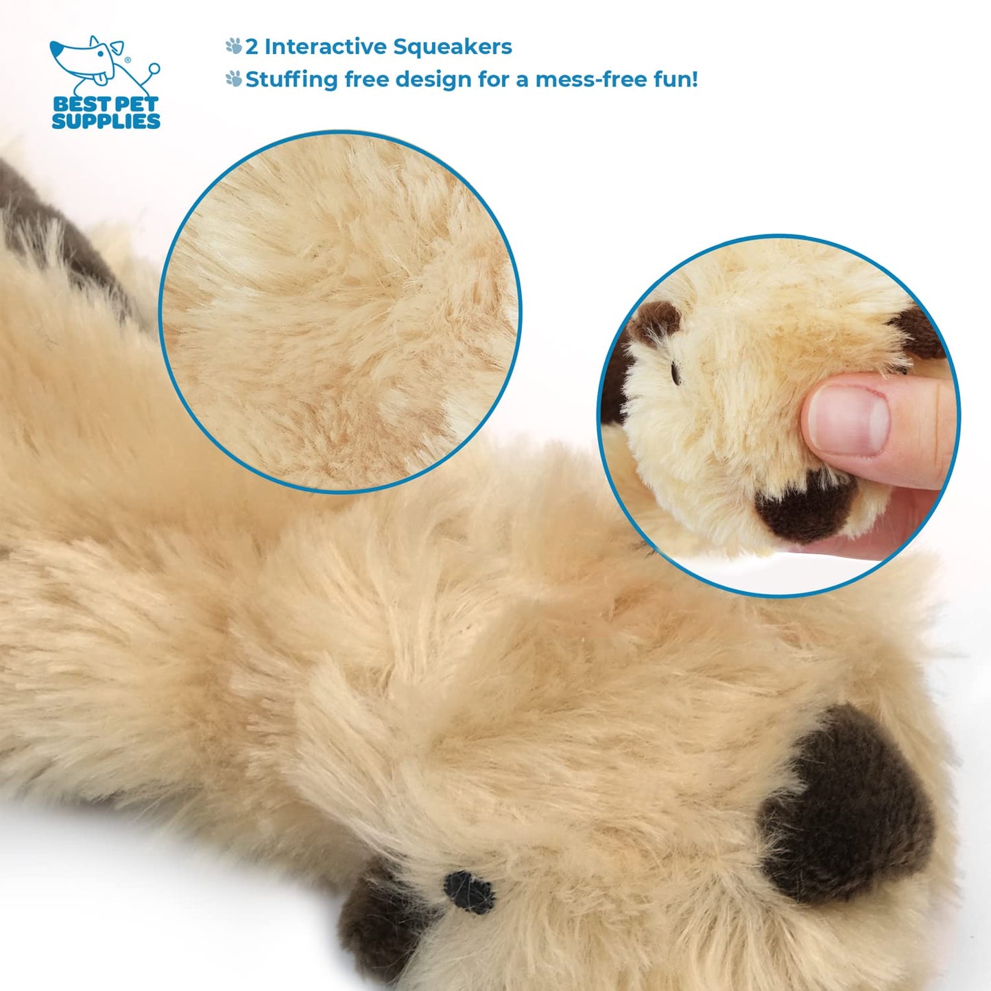 Best Pet Supplies 2-in-1 Stuffless Squeaky Dog Toys with Soft, Durable Fabric for Small, Medium, and Large Pets, No Stuffing for Indoor Play, Supports Active Biting and Play - 1Wild Duck, Small