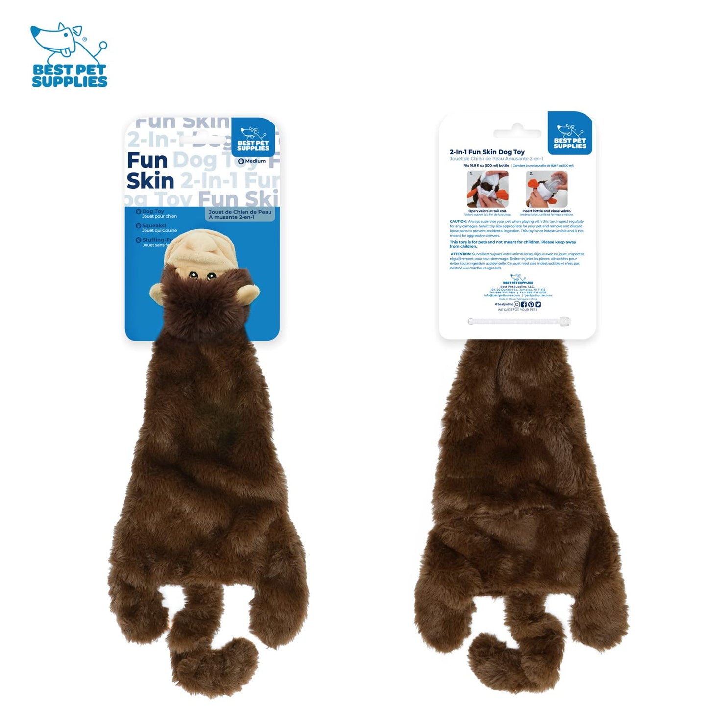 Best Pet Supplies 2-in-1 Stuffless Squeaky Dog Toys with Soft, Durable Fabric for Small, Medium, and Large Pets, No Stuffing for Indoor Play, Supports Active Biting and Play - 1Wild Duck, Small