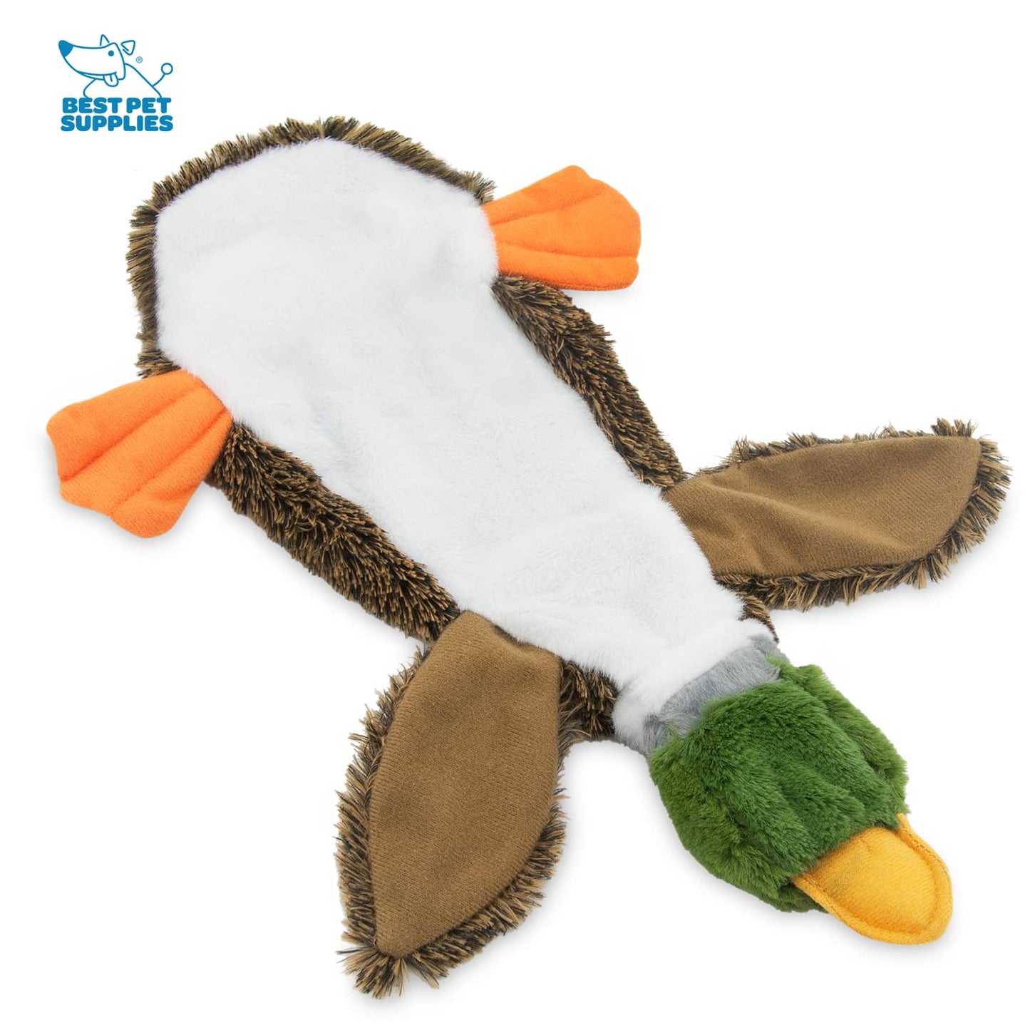 Best Pet Supplies 2-in-1 Stuffless Squeaky Dog Toys with Soft, Durable Fabric for Small, Medium, and Large Pets, No Stuffing for Indoor Play, Supports Active Biting and Play - 1Wild Duck, Small
