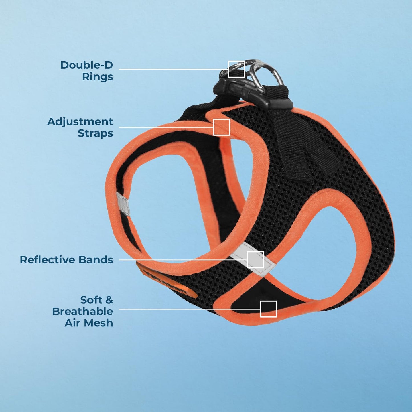 Voyager Step-In Air Dog Harness - All Weather Mesh, Reflective, No Pull Harness for Small, Medium Dogs, Cats - Secure with Hook & Loop Fastener, Buckle, Double D-Rings - Black/Black Trim, S