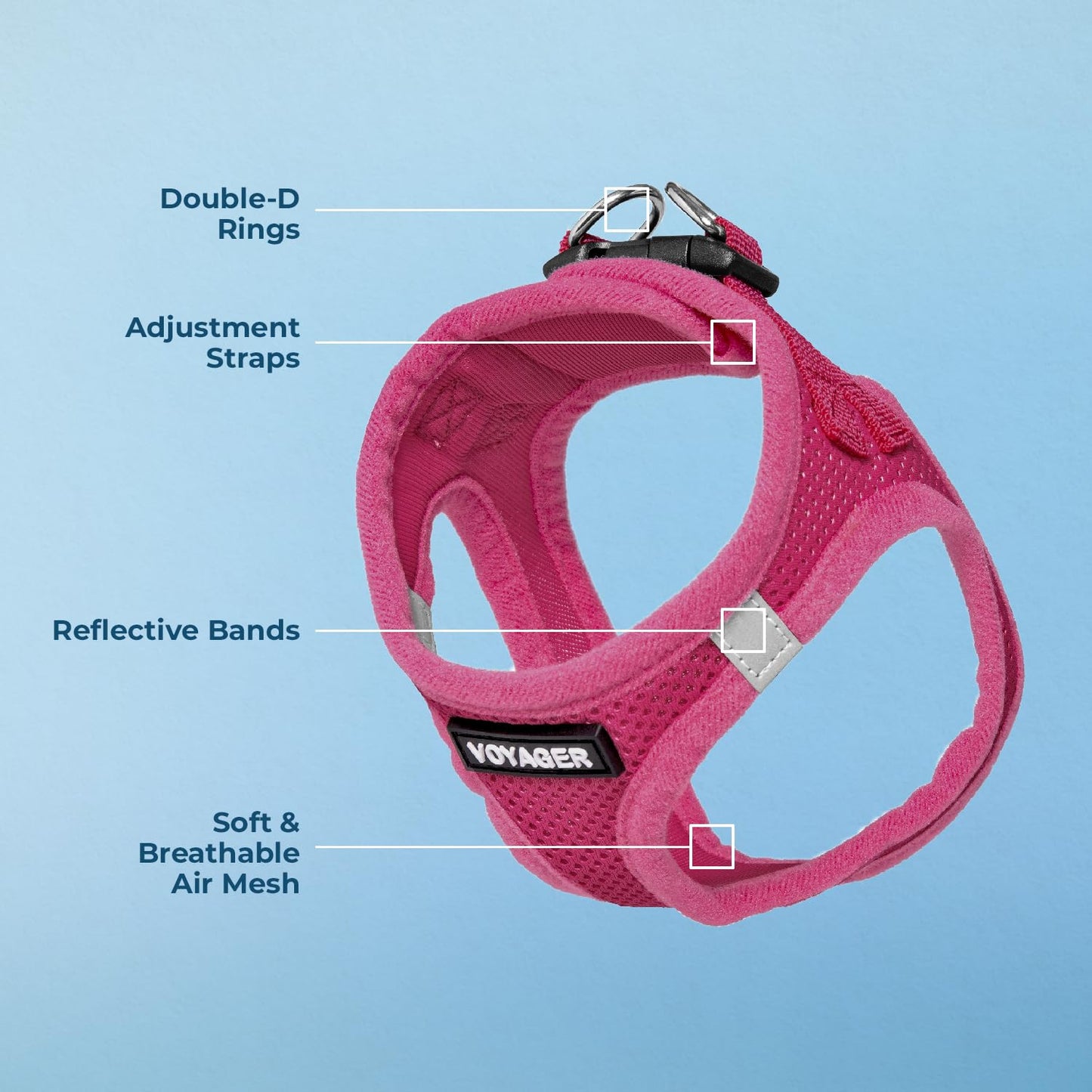 Best Pet Supplies Voyager Step-in Air Dog Harness - All Weather Mesh Step in Vest Harness for Small and Medium Dogs by - Harness (Fuchsia), Medium