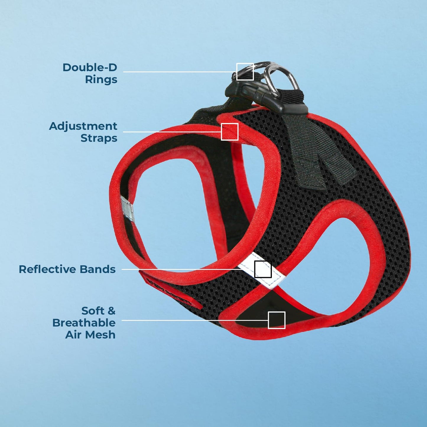 Voyager Step-In Air Dog Harness - All Weather Mesh, Reflective, No Pull Harness for Small, Medium Dogs, Cats - Secure with Hook & Loop Fastener, Buckle, Double D-Rings - Black/Black Trim, S