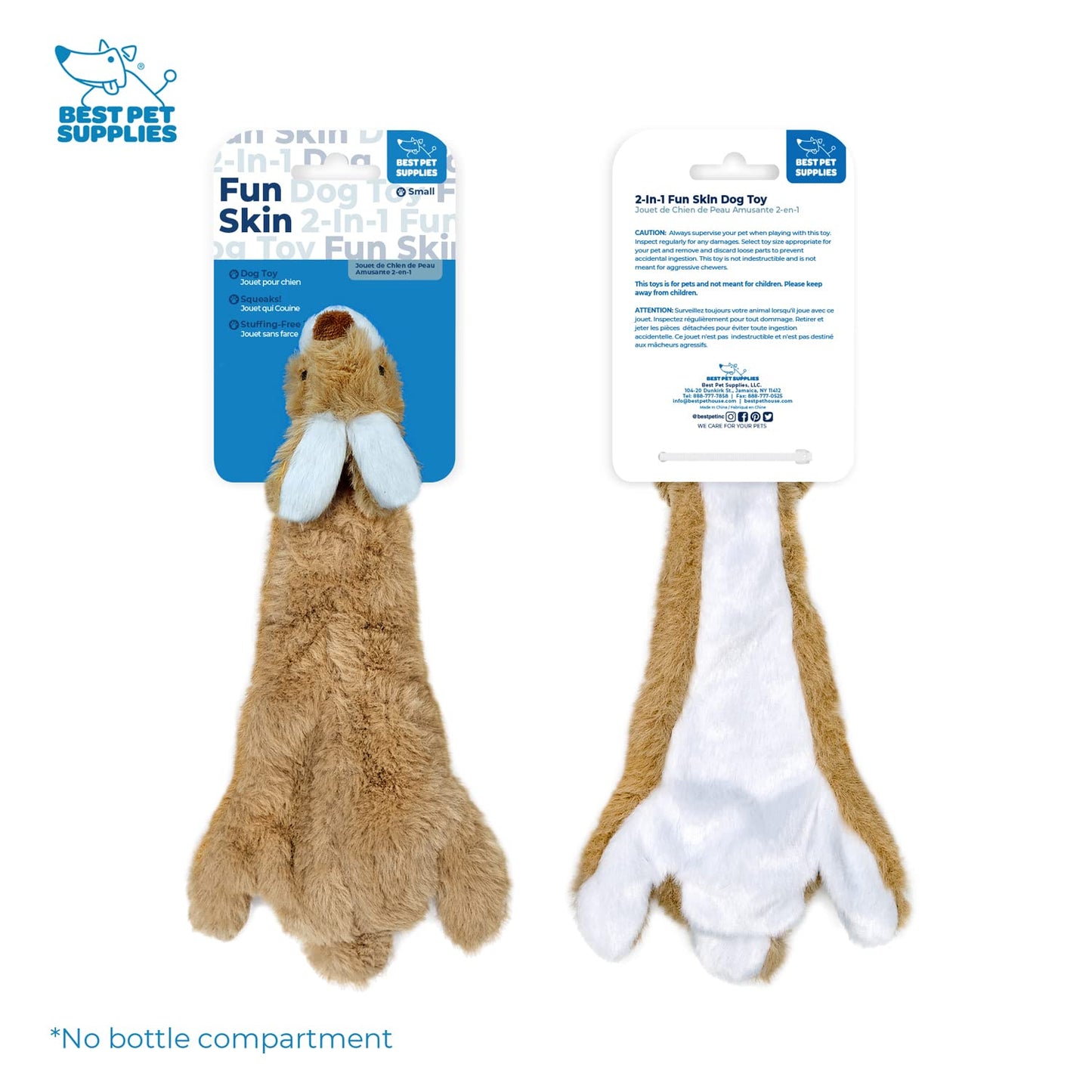 Best Pet Supplies 2-in-1 Stuffless Squeaky Dog Toys with Soft, Durable Fabric for Small, Medium, and Large Pets, No Stuffing for Indoor Play, Supports Active Biting and Play - 1Wild Duck, Small