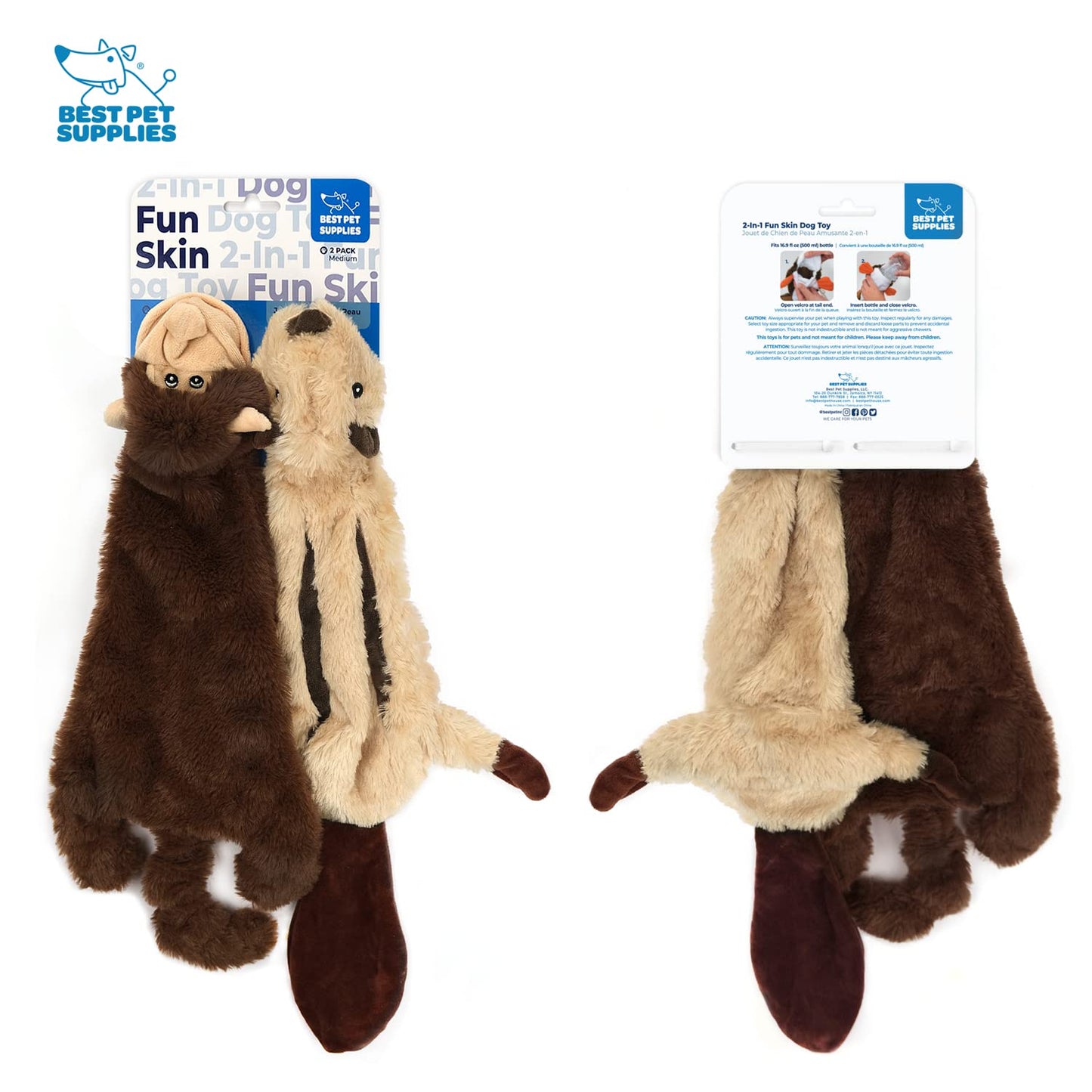 Best Pet Supplies 2-in-1 Stuffless Squeaky Dog Toys with Soft, Durable Fabric for Small, Medium, and Large Pets, No Stuffing for Indoor Play, Supports Active Biting and Play - 1Wild Duck, Small